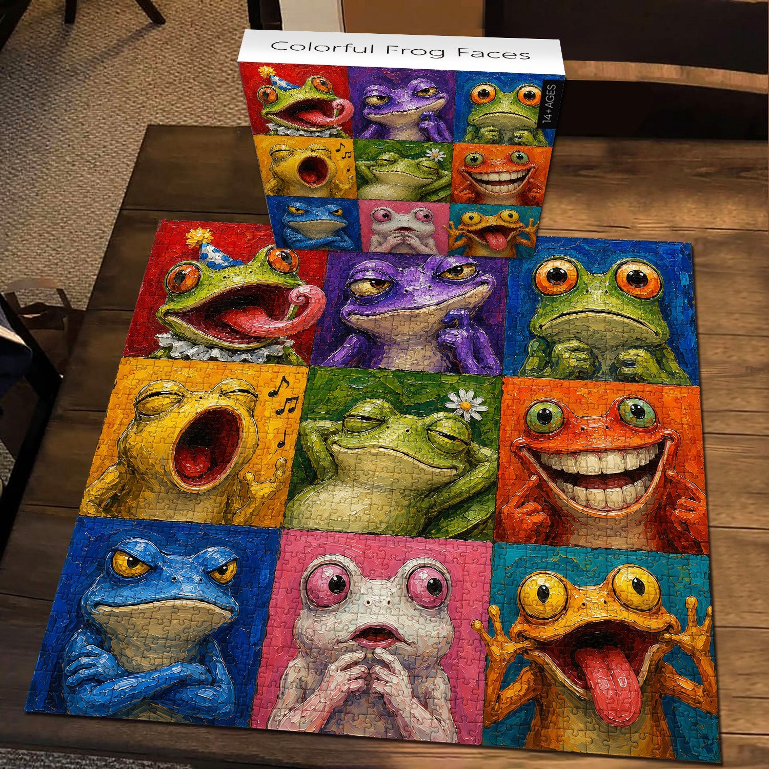 Colorful Frog Faces Jigsaw Puzzle 1000 Pieces
