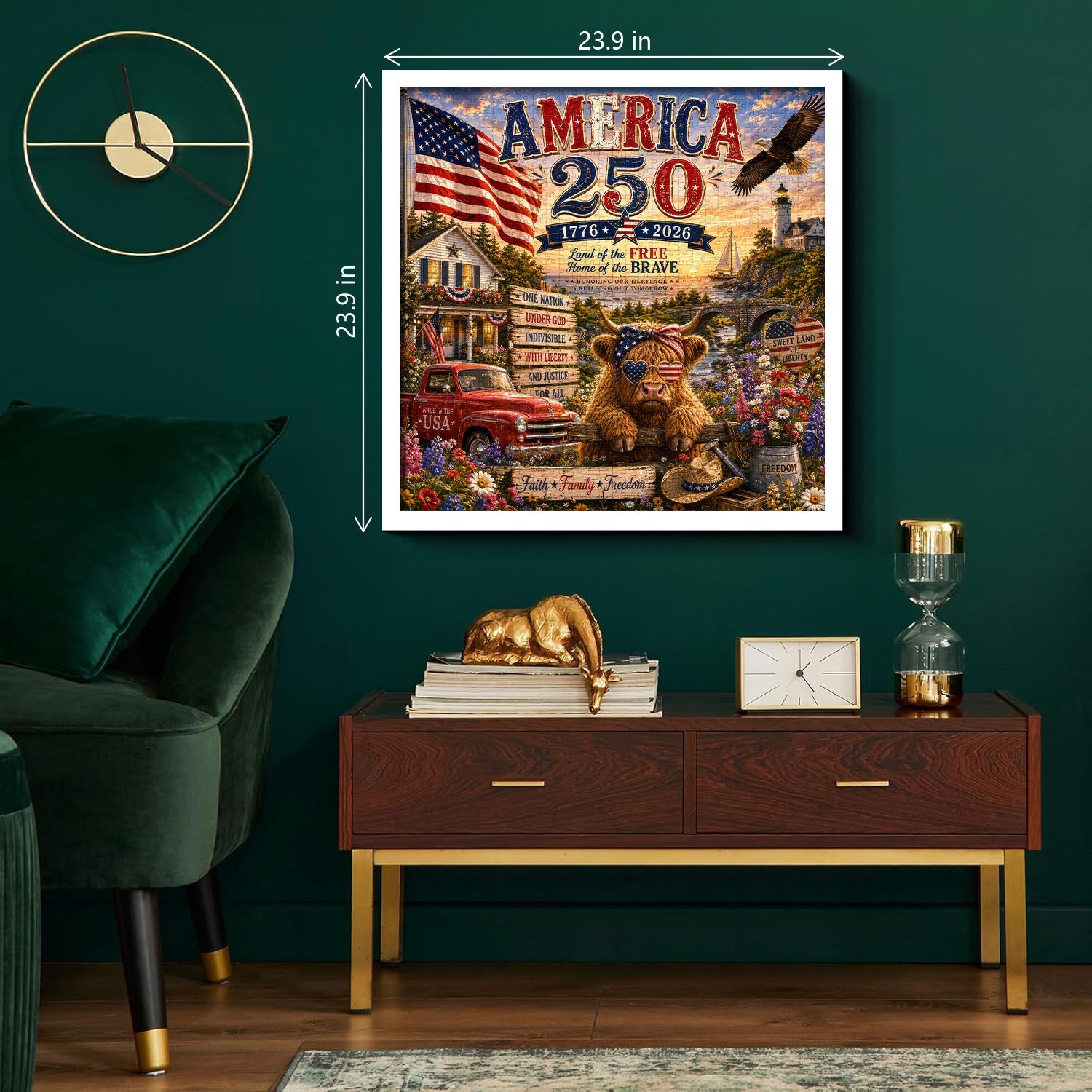 Patriotic Highland Cow Jigsaw Puzzle 1000 Pieces
