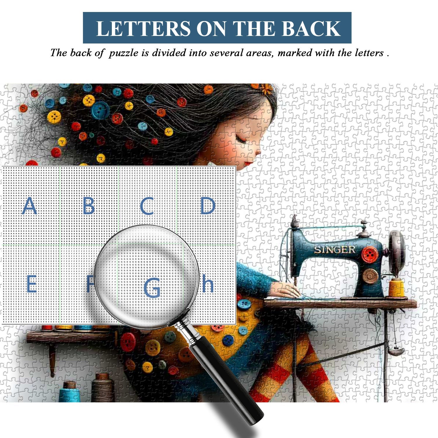 Nähendes Mädchen-Puzzle 1000 Teile