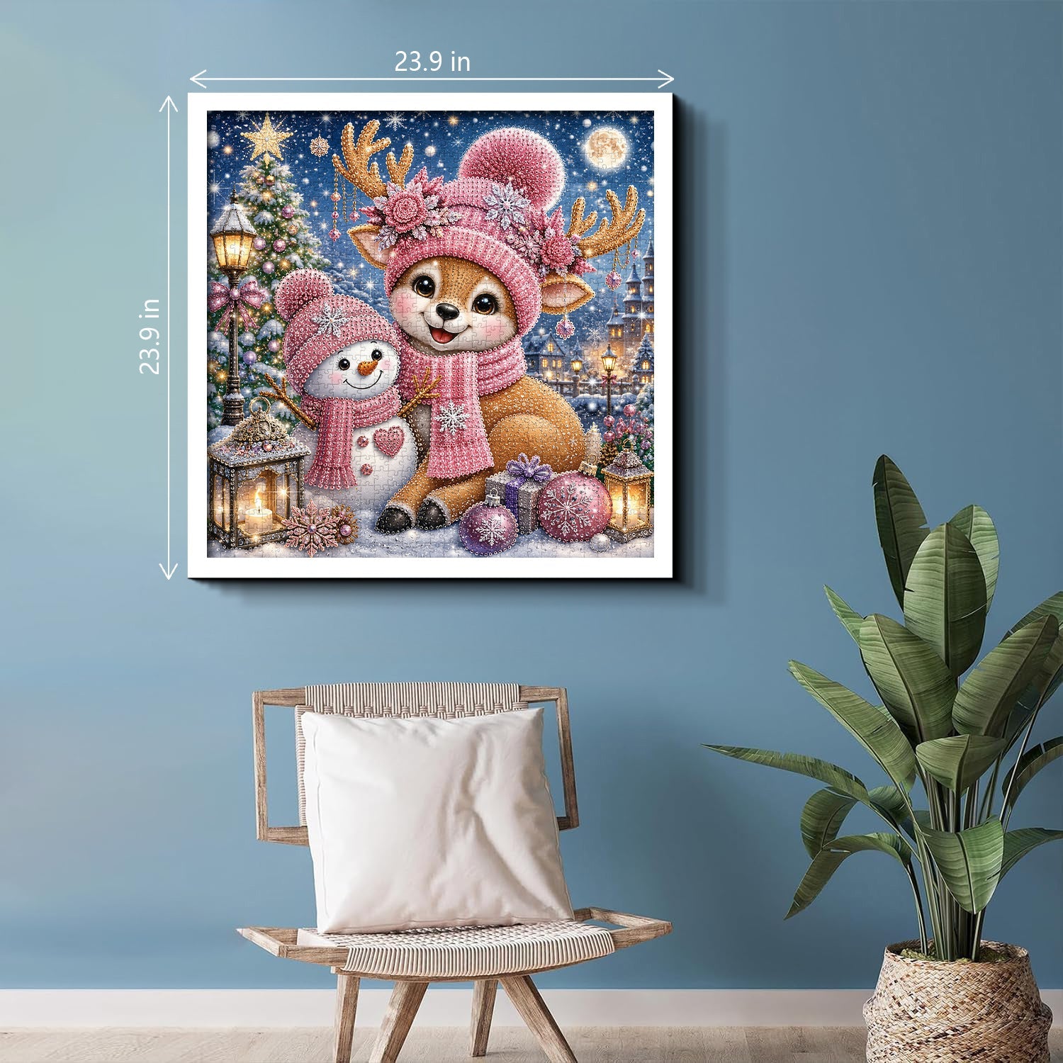 Starry Pink Reindeer Jigsaw Puzzle 1000 Pieces
