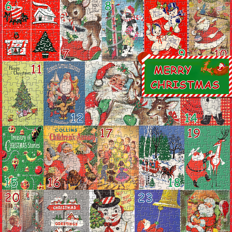Pickforu® Vintage Calendario de Adviento de Navidad Rompecabezas de 1000 Piezas
