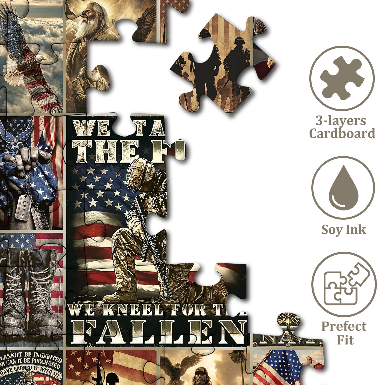 Patriot Veteran Eagle Flag Jigsaw Puzzle 1000 Pieces