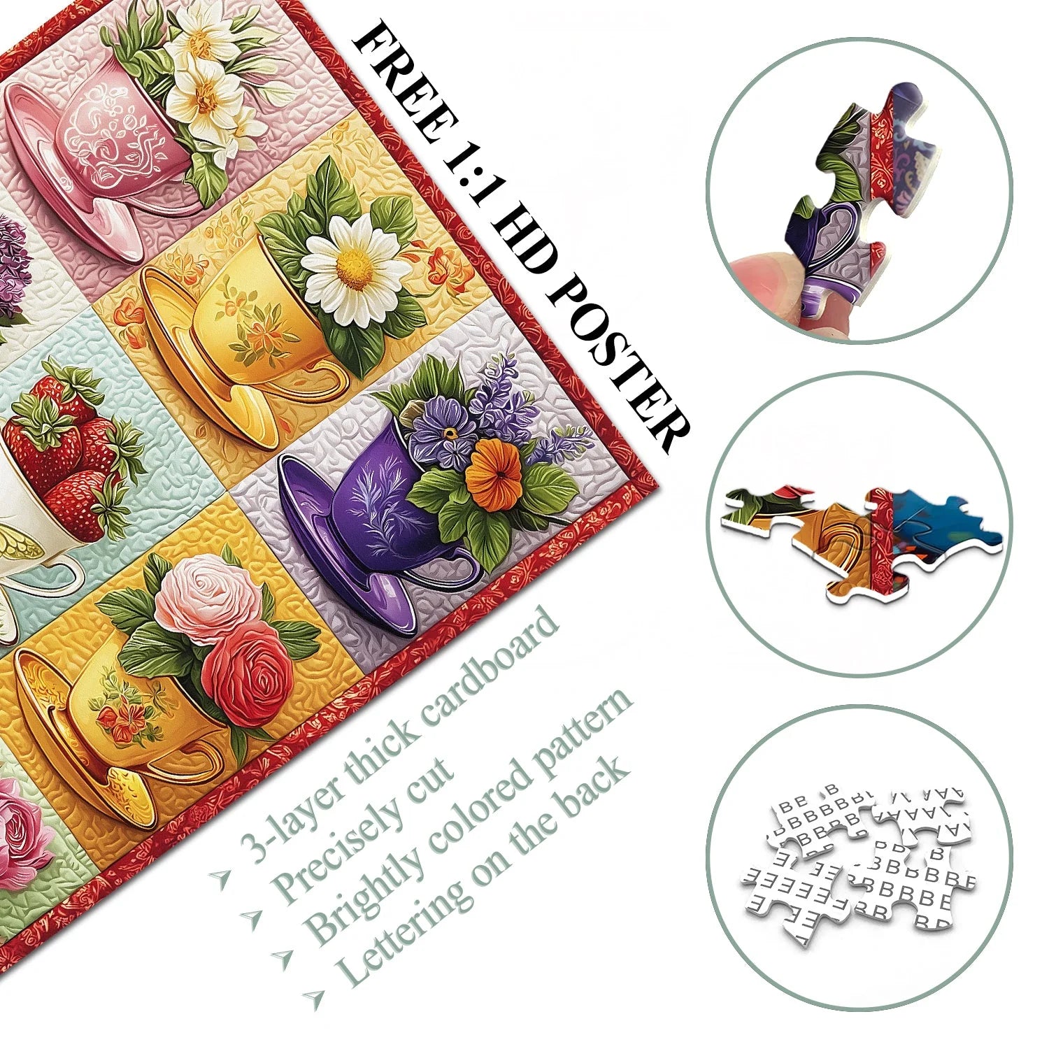 Blooming Teacups Jigsaw Puzzle 1000 Pieces