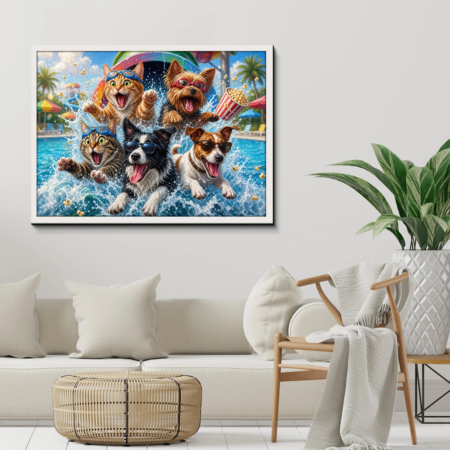Cute Pet Pool Party Jigsaw Puzzle 1000 Pieces