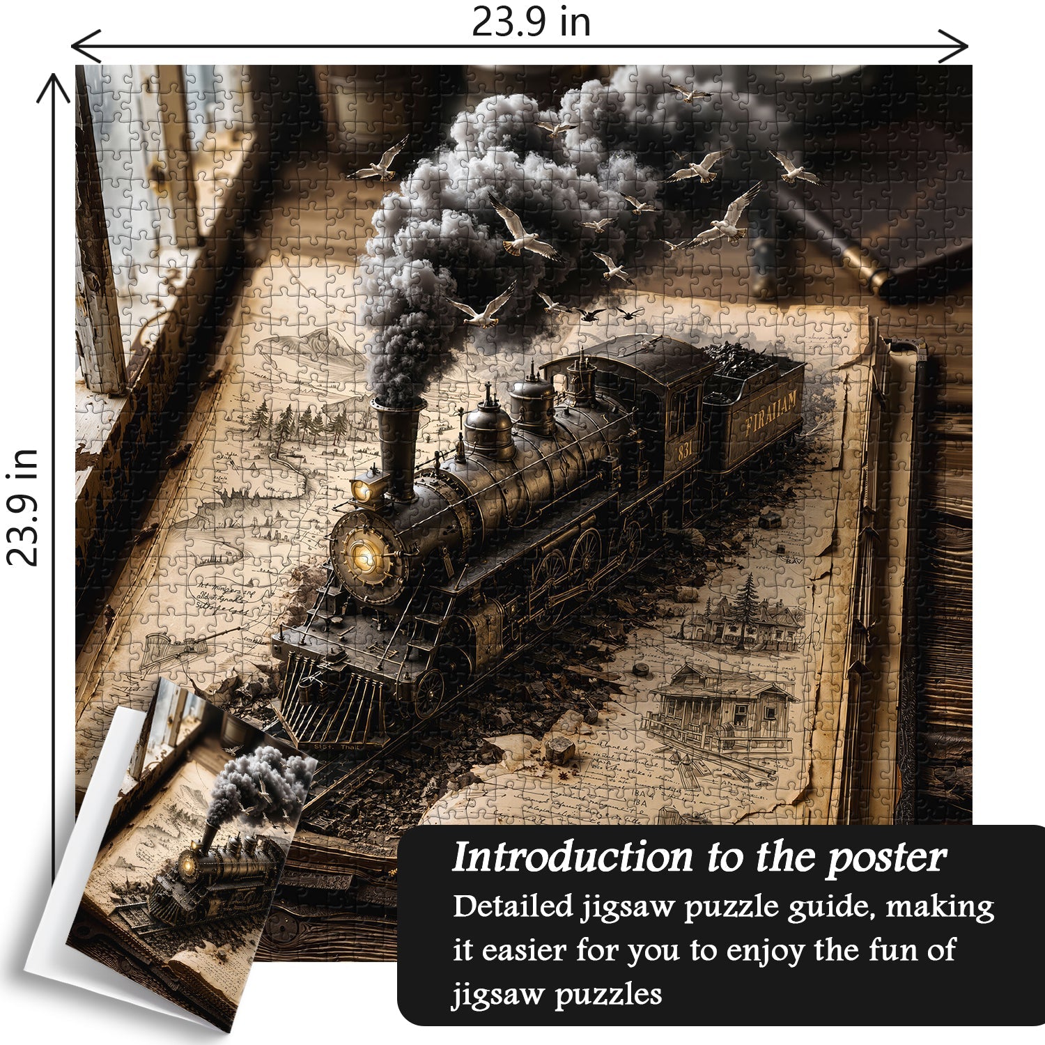 Puzzle di treni vintage con libri, 1000 pezzi