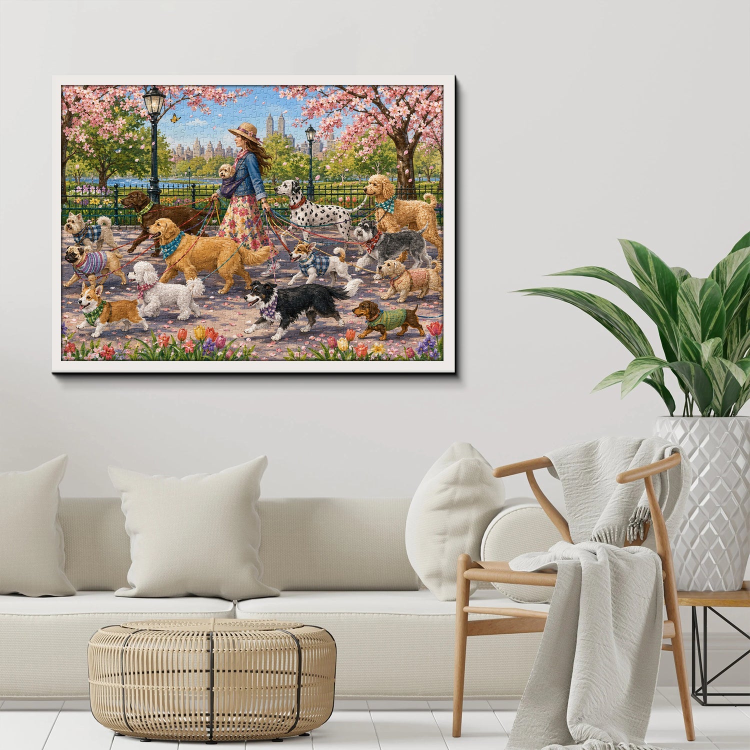City Floral Pup Stride Jigsaw Puzzle 1000 Pieces