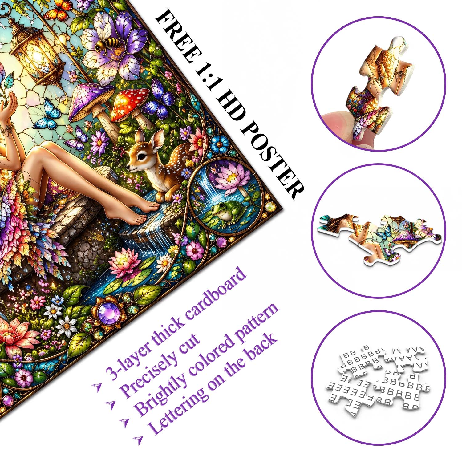 Stained Glass Fairy Jigsaw Puzzle 1000 Pieces
