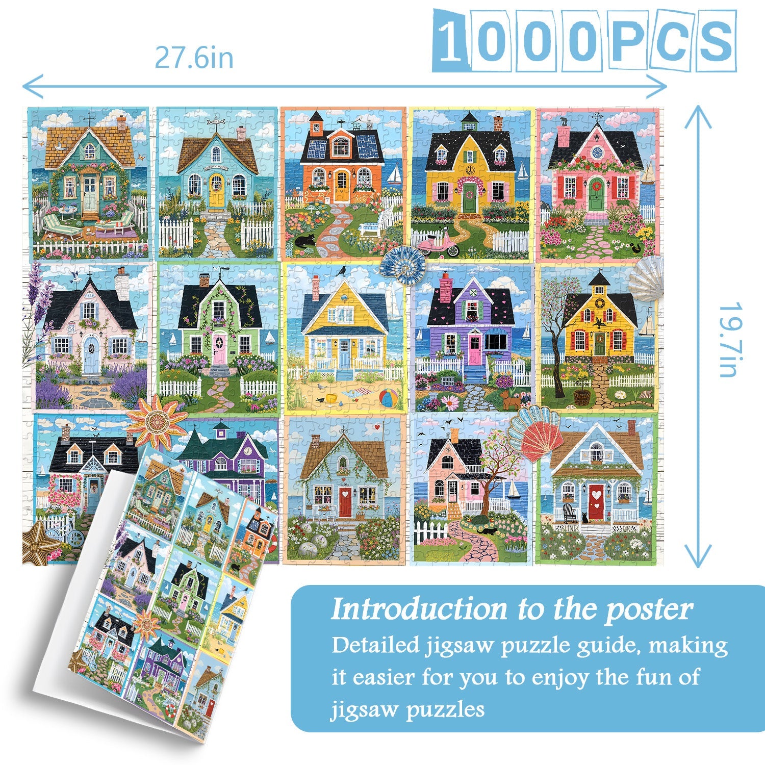 Coastal Cottage Collage Jigsaw Puzzle 1000 Pieces