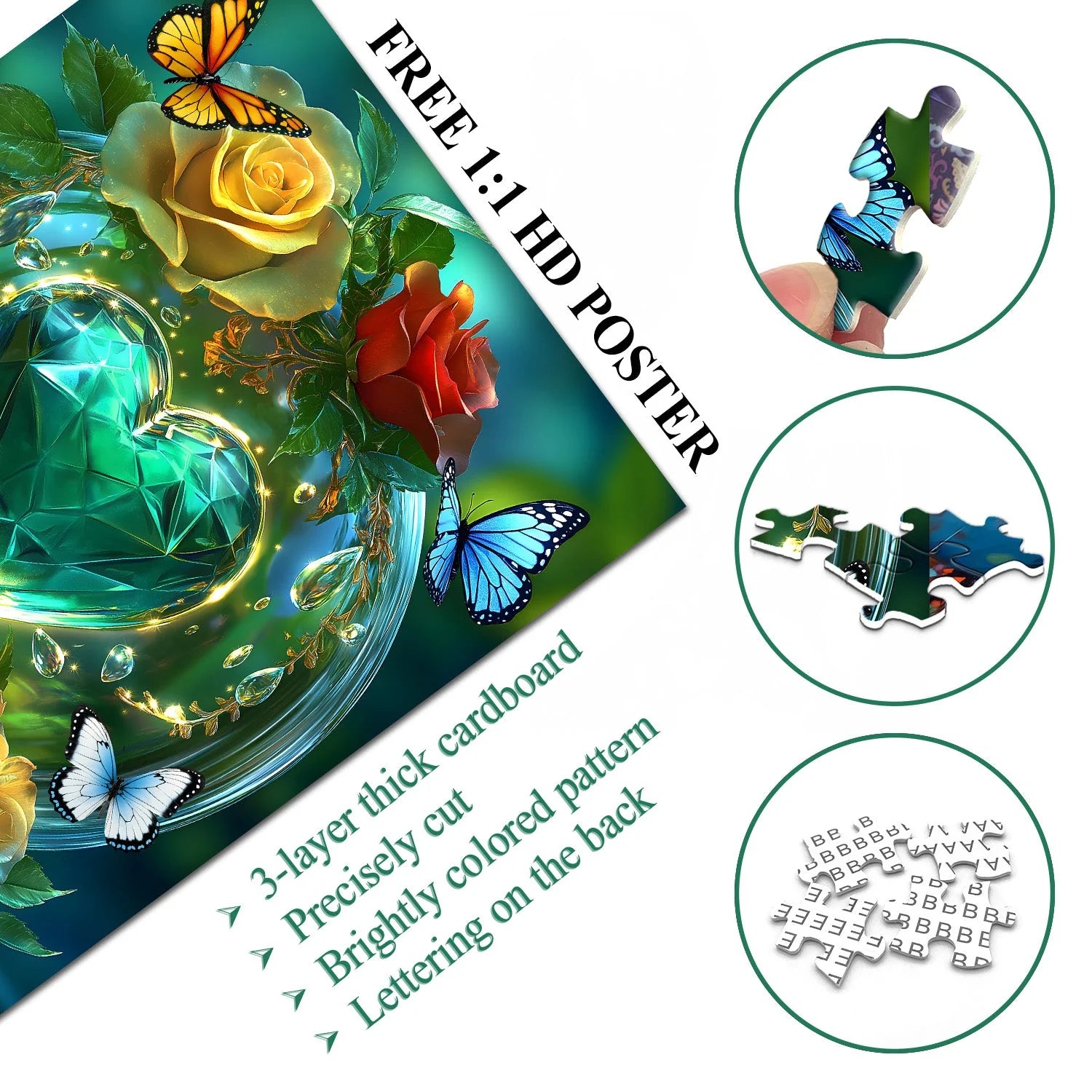 Puzzle da giardino con cuore di cristallo, 1000 pezzi