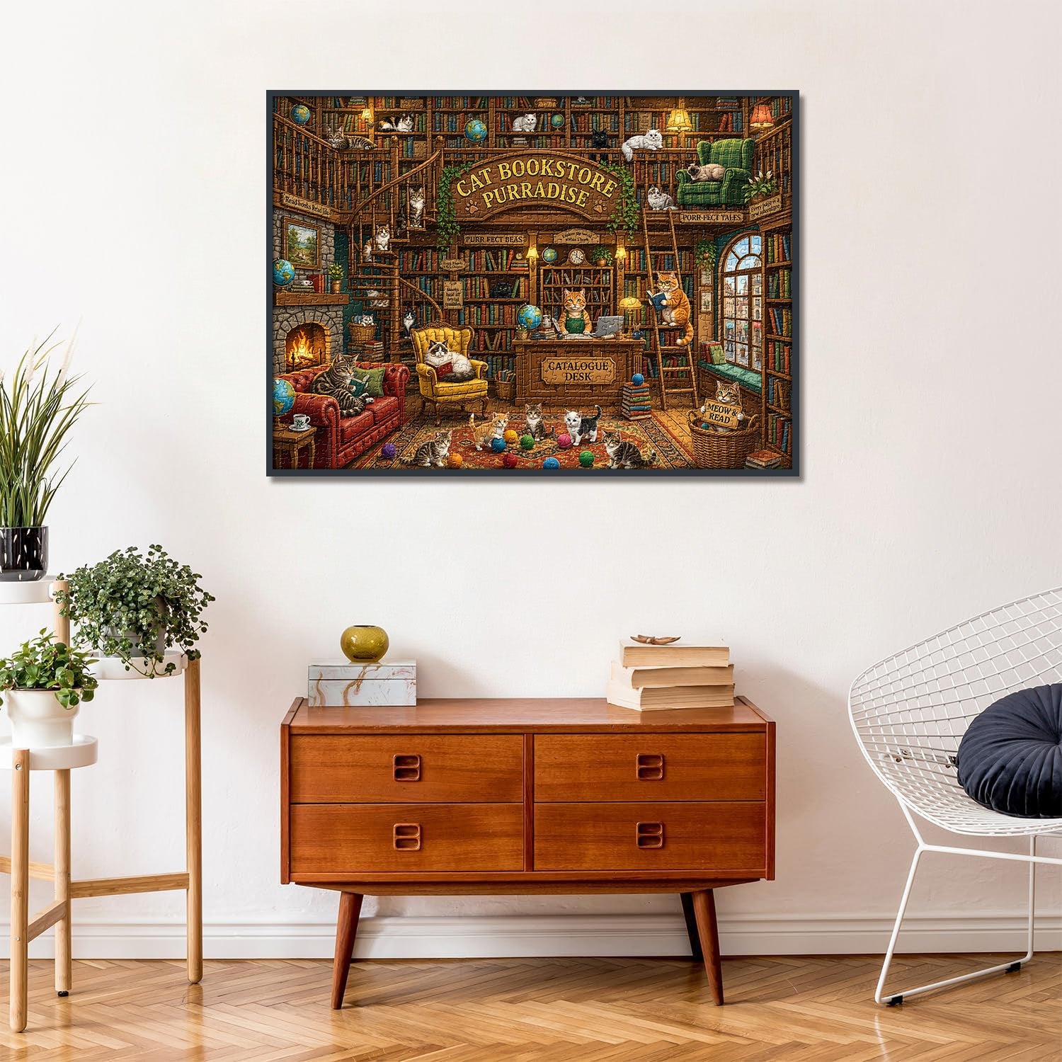 Vintage Cat Library Jigsaw Puzzle 1000 Piece
