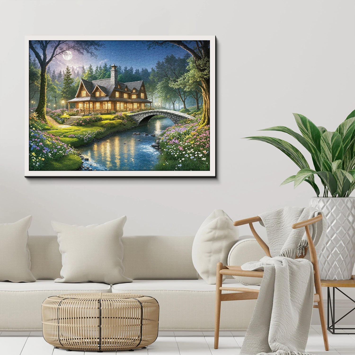 Twilight Cabin Glow Jigsaw Puzzle 1000 Pieces