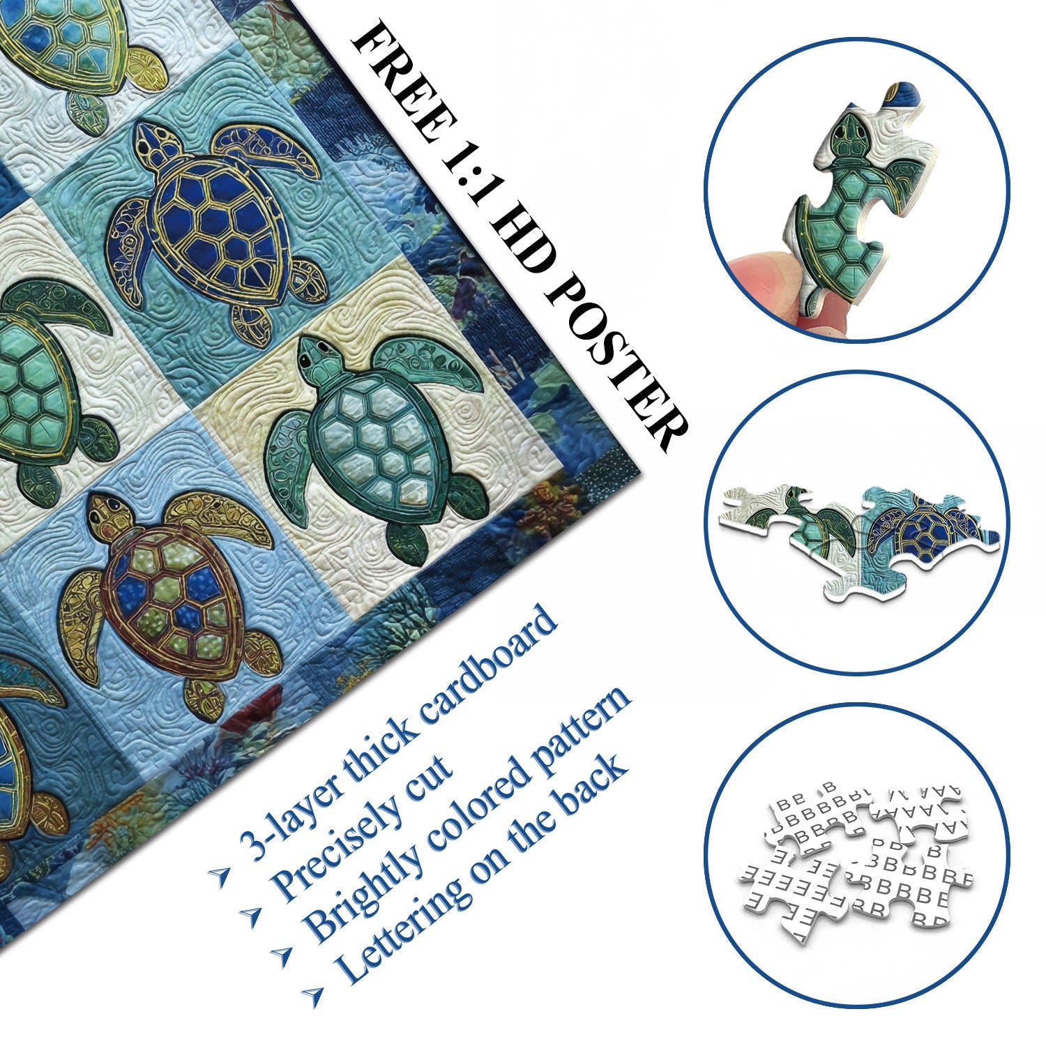 Fabric Turtle Jigsaw Puzzle 1000 Pieces