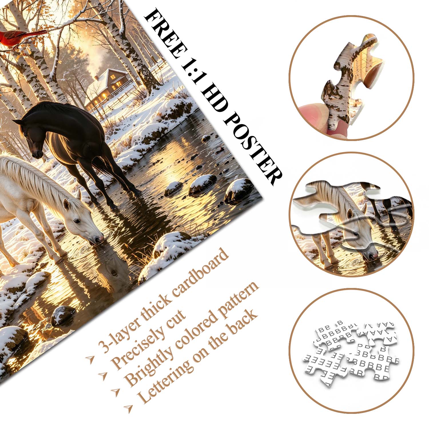Sunset Winter Steeds Jigsaw Puzzle 1000 Pieces