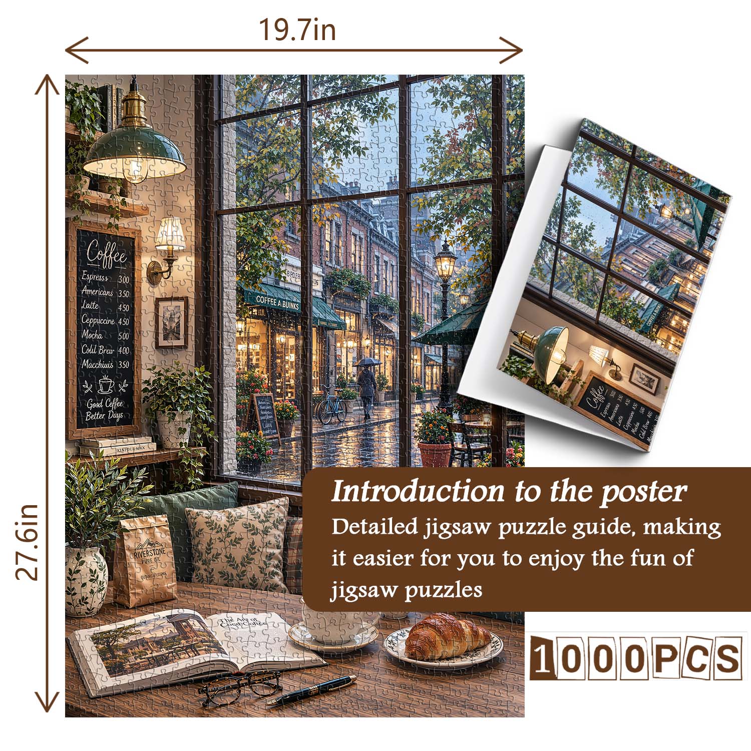 Rainy Lane Café Jigsaw Puzzle 1000 Pieces