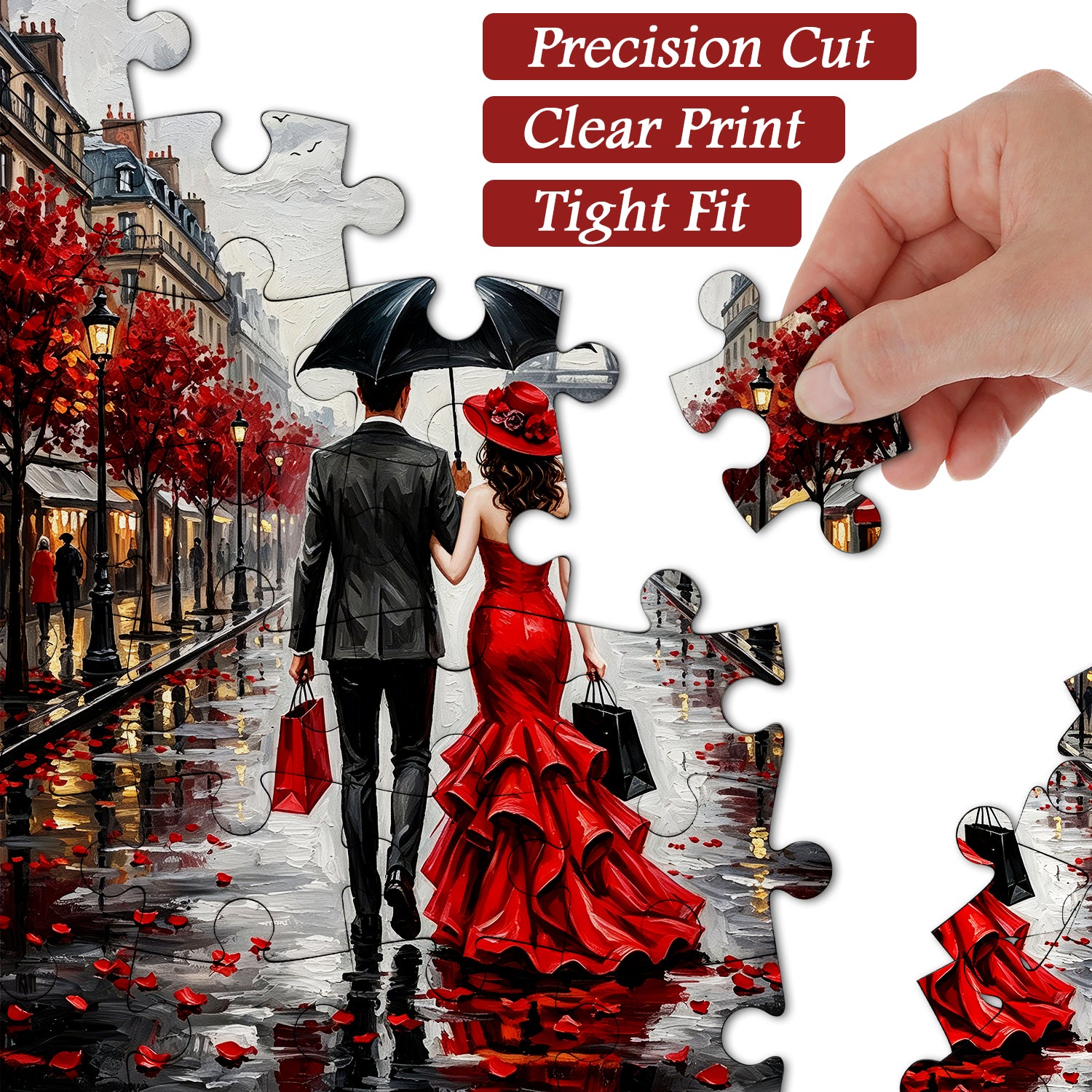 Parisian Rainy Romance Jigsaw Puzzle 1000 Pieces