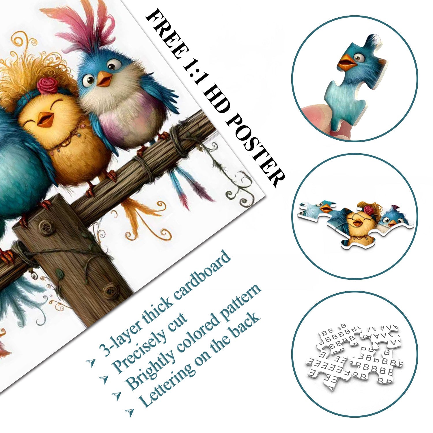 Cartoon Birds Jigsaw Puzzle 1000 Pieces