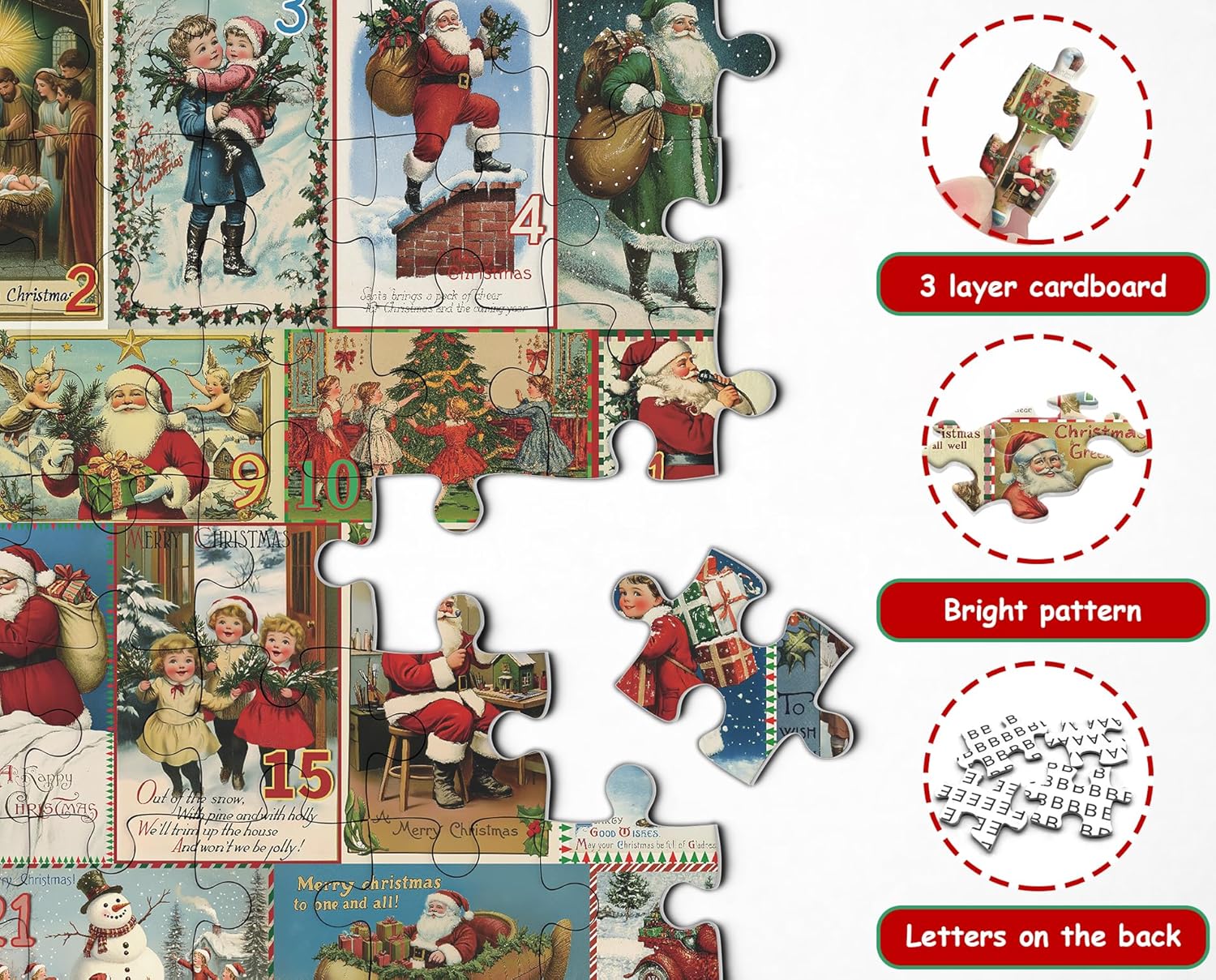 Christmas Postcards Advent Calendar Jigsaw Puzzle 1000 Pieces