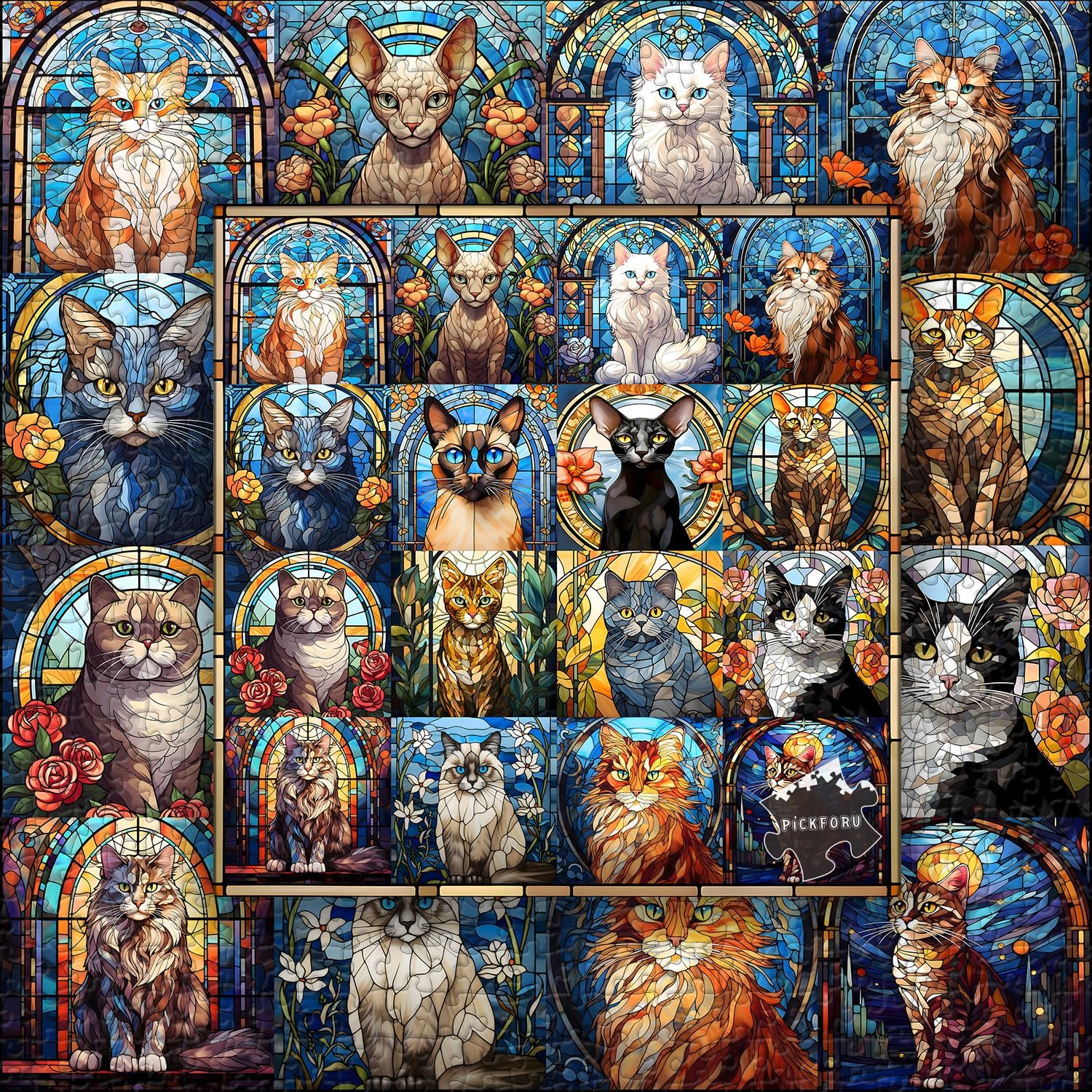 Colorful Kitty Collage Jigsaw Puzzle 1000 Piece