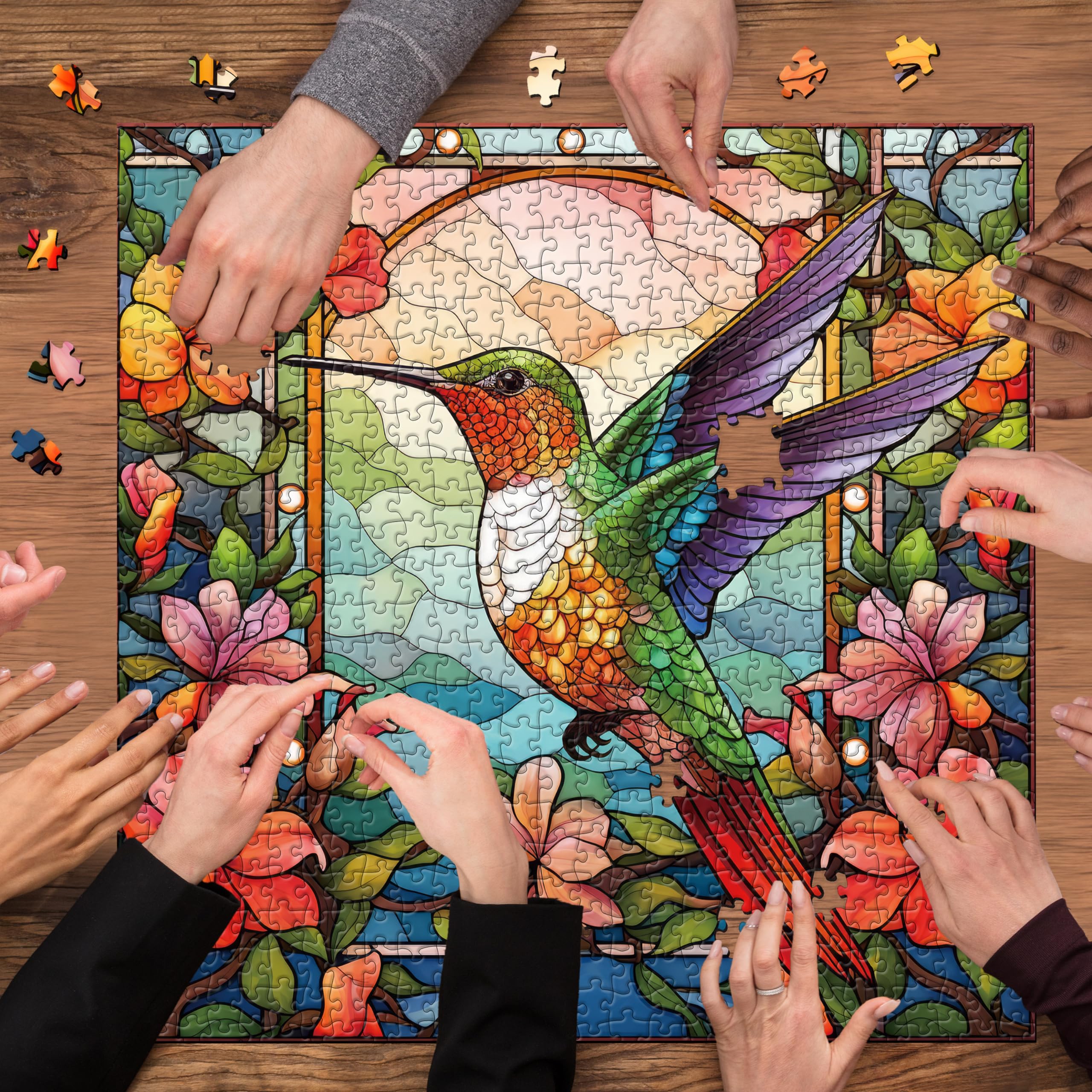 Flower Hummingbird Jigsaw Puzzle 1000 Pieces