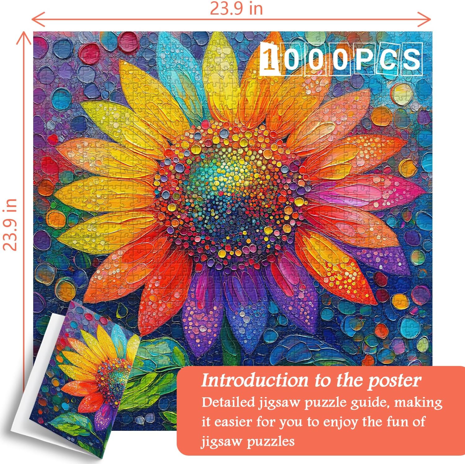 Rainbow Sunflower Jigsaw Puzzle 1000 Pieces