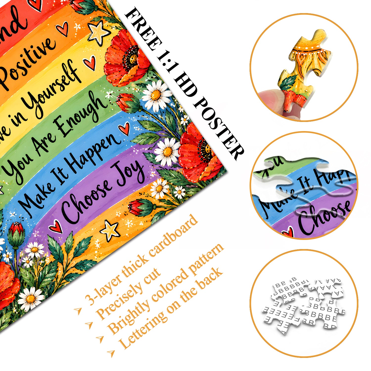 Rainbow Affirmations Jigsaw Puzzle 1000 Pieces