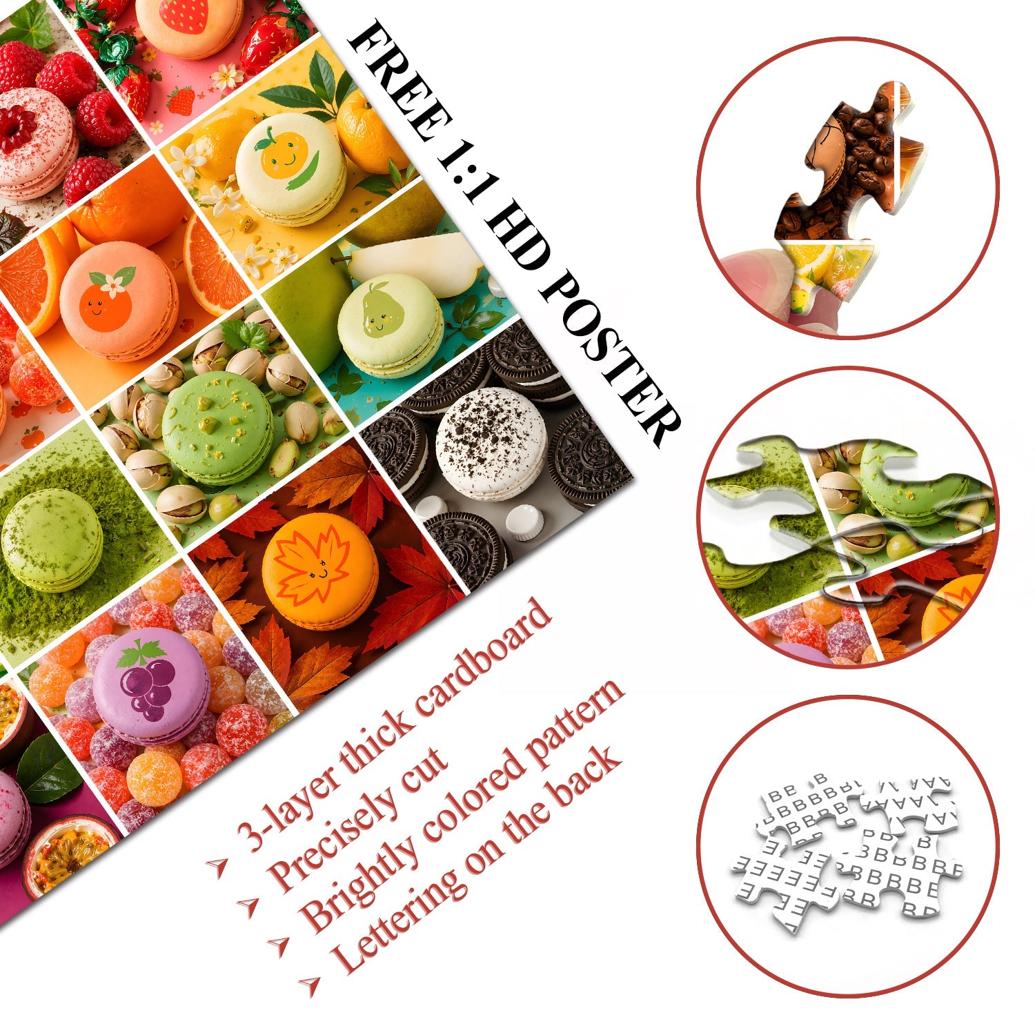 Colorful Macaron dessert Jigsaw Puzzle 1000 Pieces