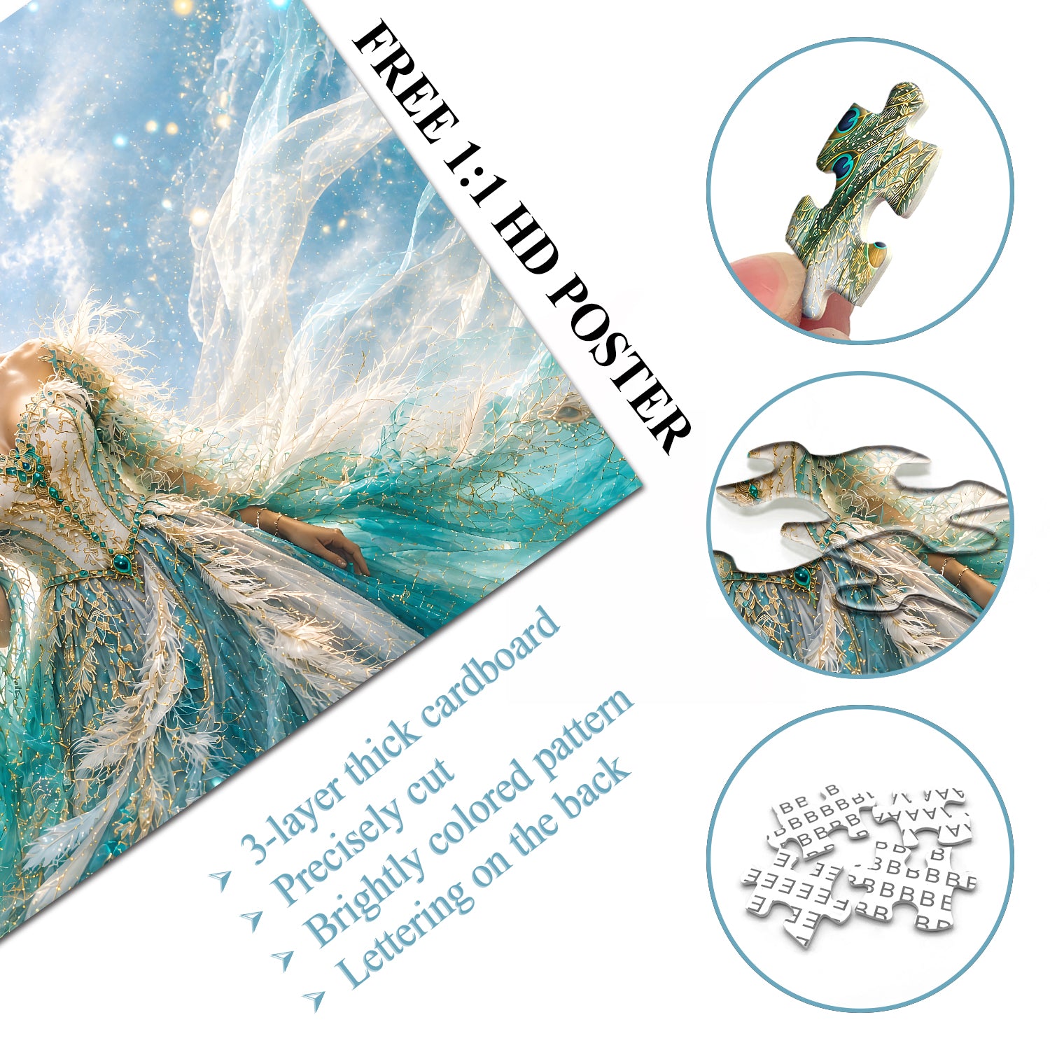 Azure Peacock Diva Jigsaw Puzzle 1000 Pieces