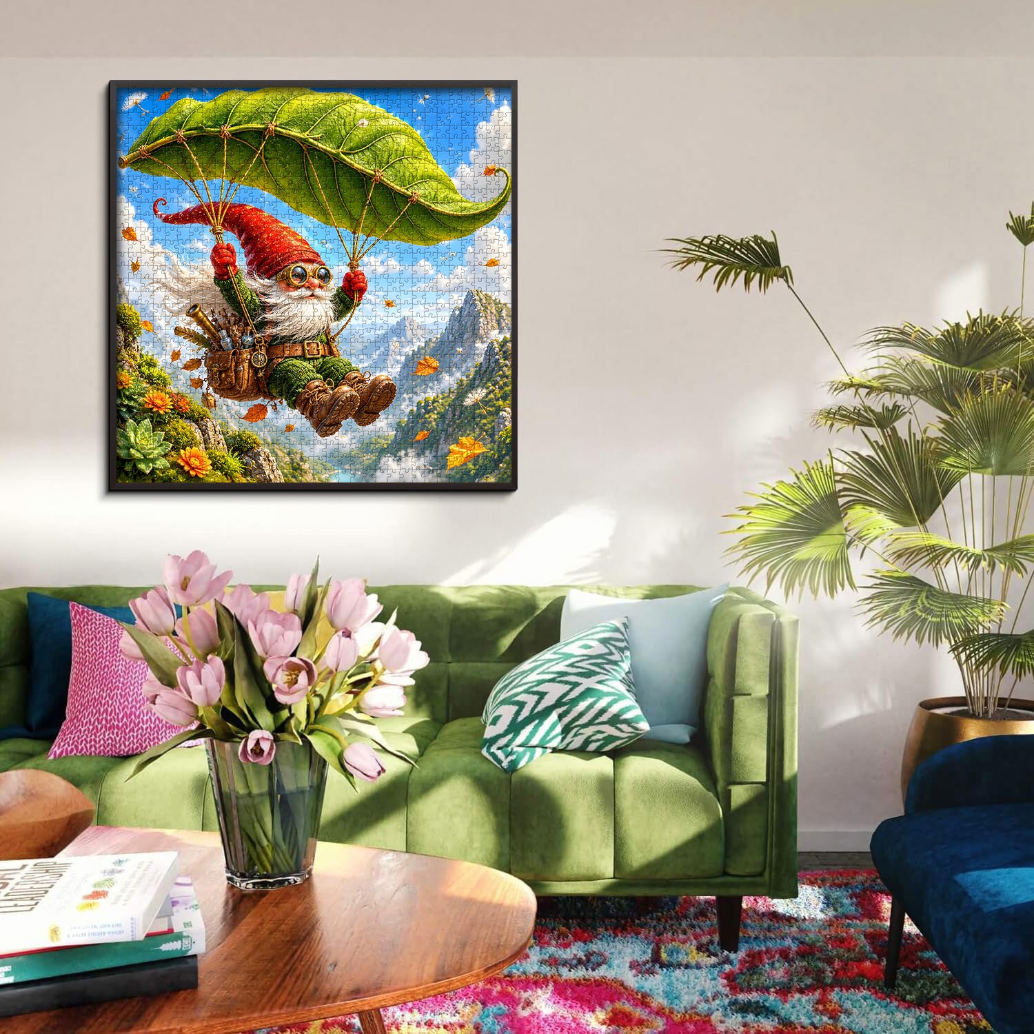 Leaf Gliding Gnome Jigsaw Puzzle 1000 Pieces