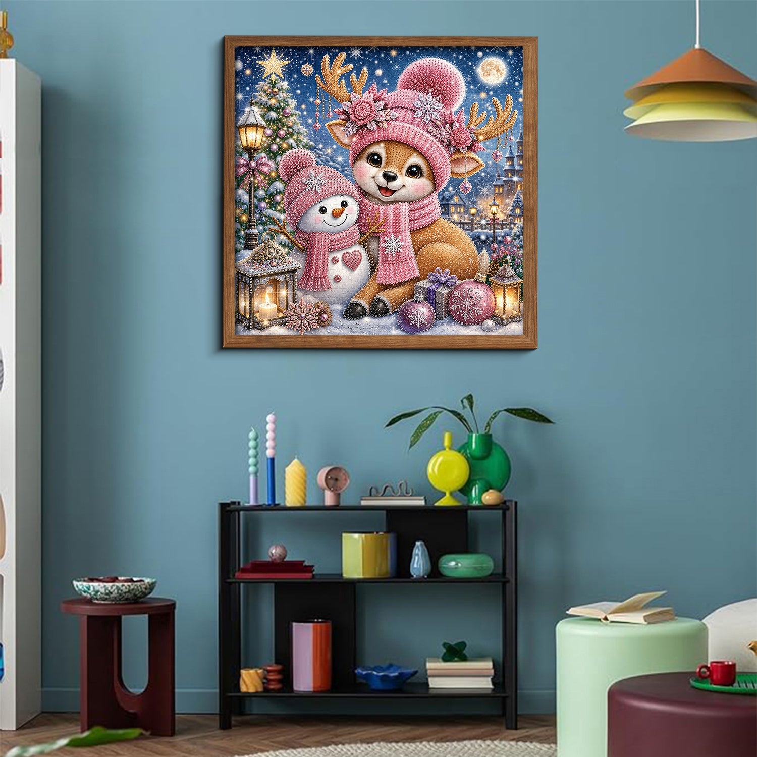 Starry Pink Reindeer Jigsaw Puzzle 1000 Pieces