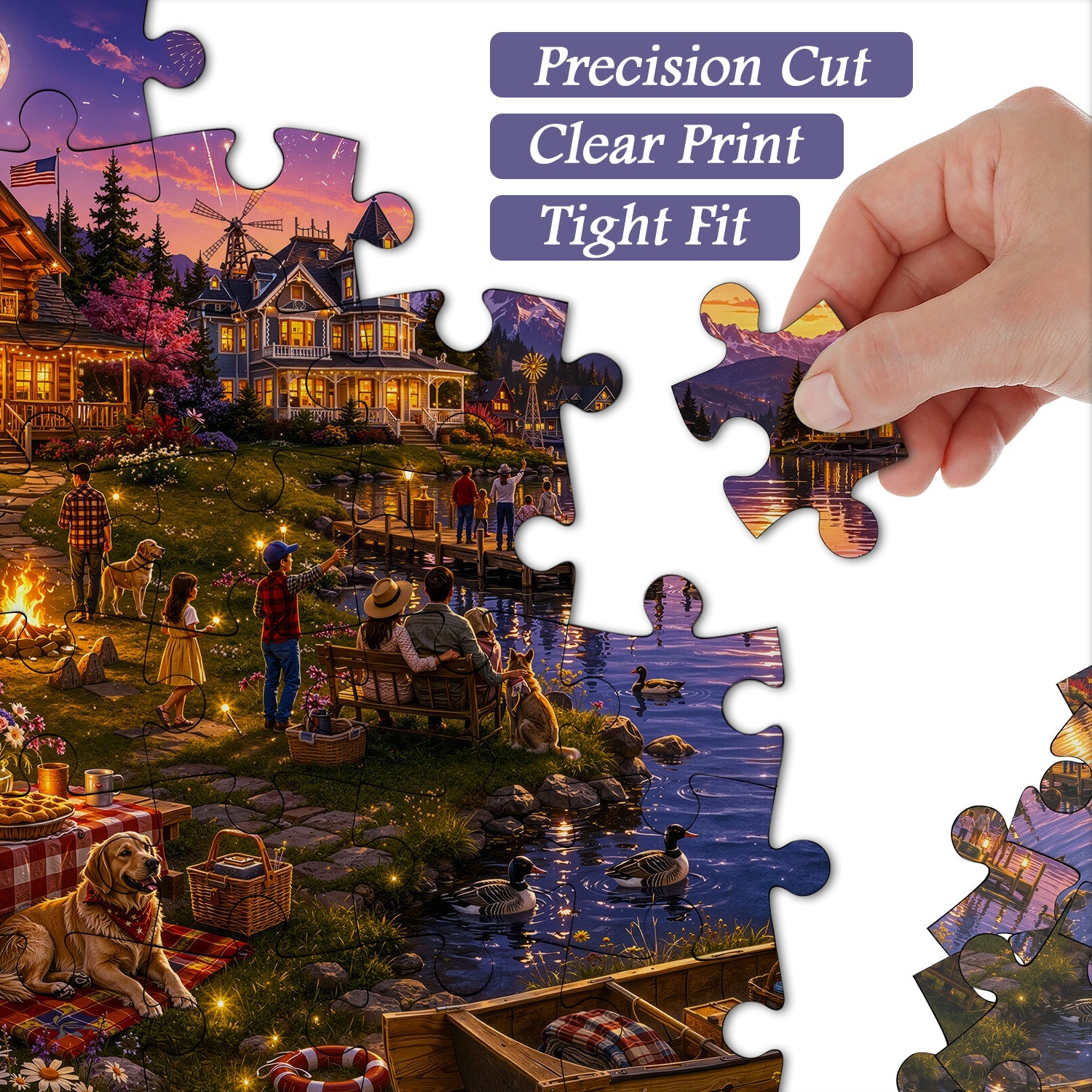Lakeside Firework Glow Jigsaw Puzzle 1000 Pieces