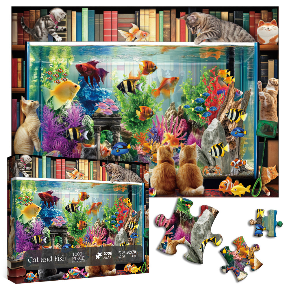 Cat and Fish Jigsaw Puzzle 1000 Pieces