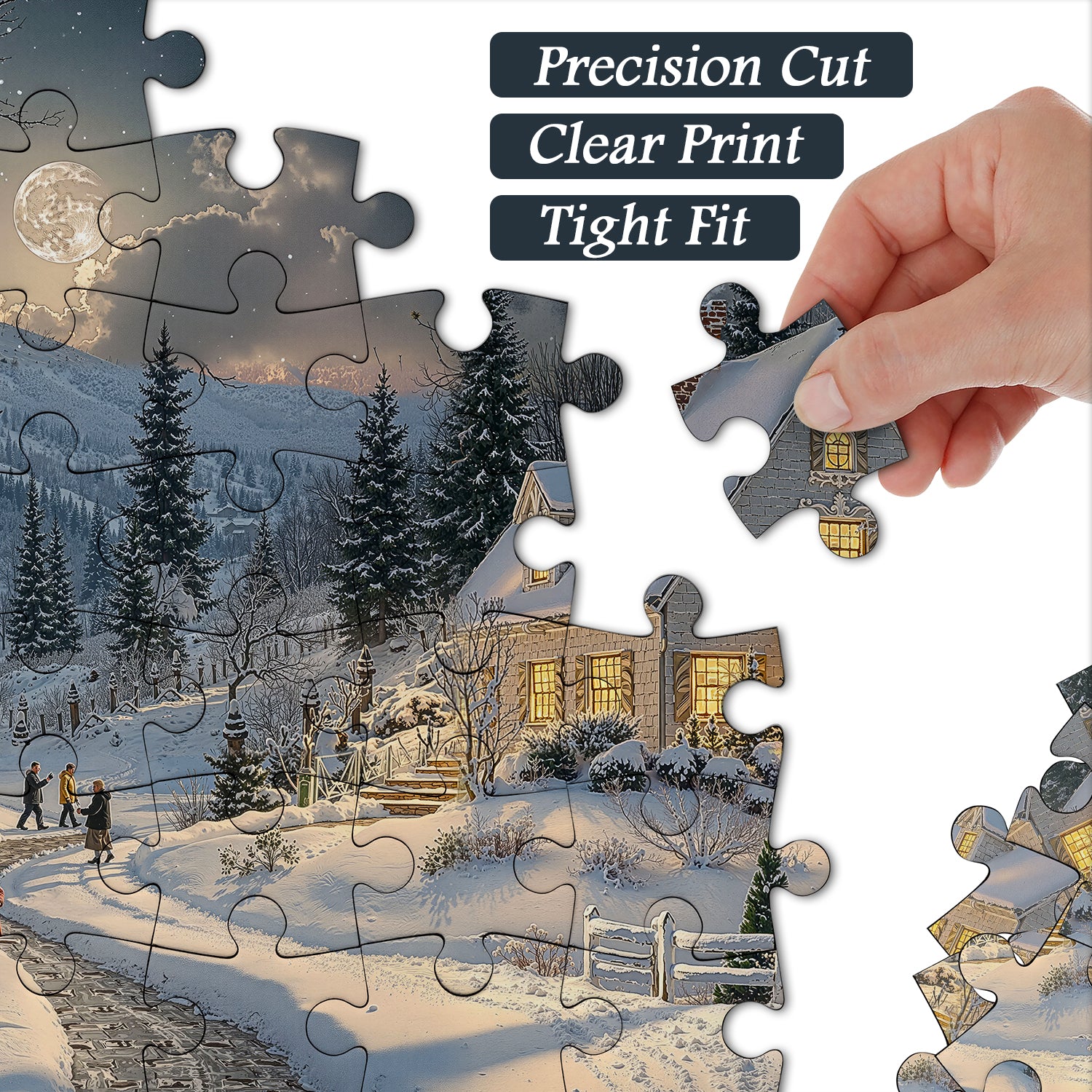 Puzzle di notte innevata al chiaro di luna 1000 pezzi