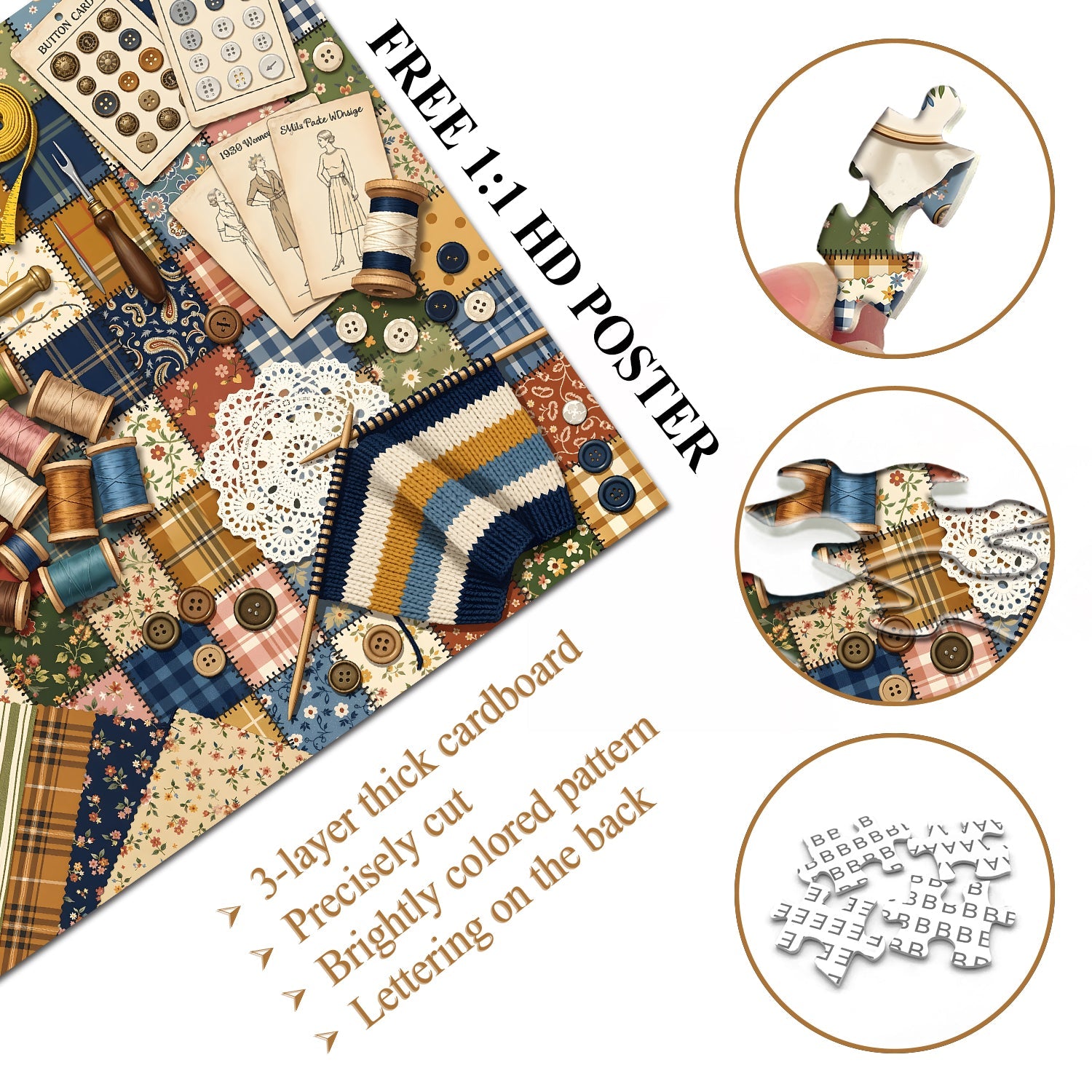 Retro Sewing Craft Jigsaw Puzzle 1000 Piece
