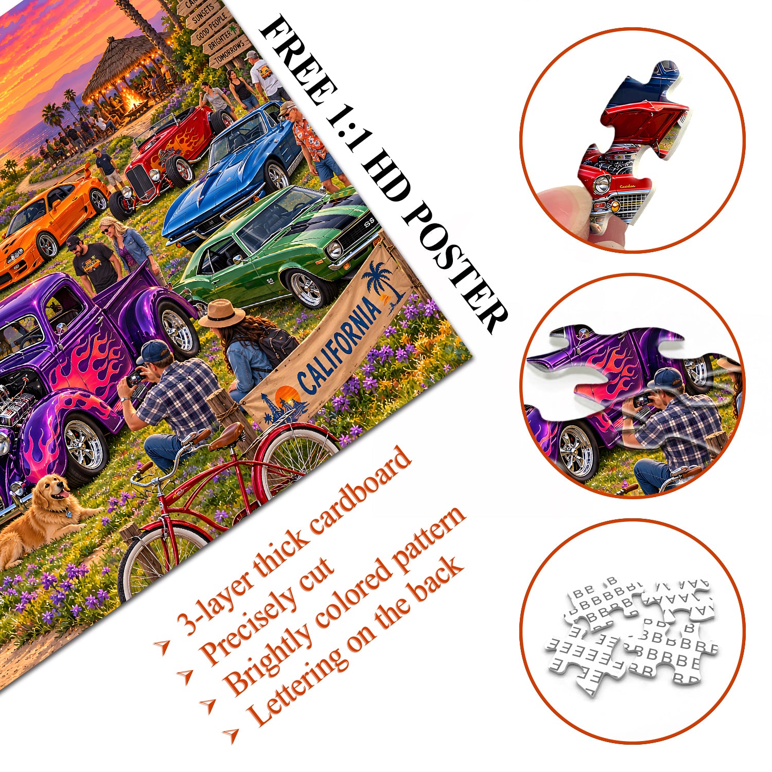 Sunset Car Meet Jigsaw Puzzle 1000 Pieces