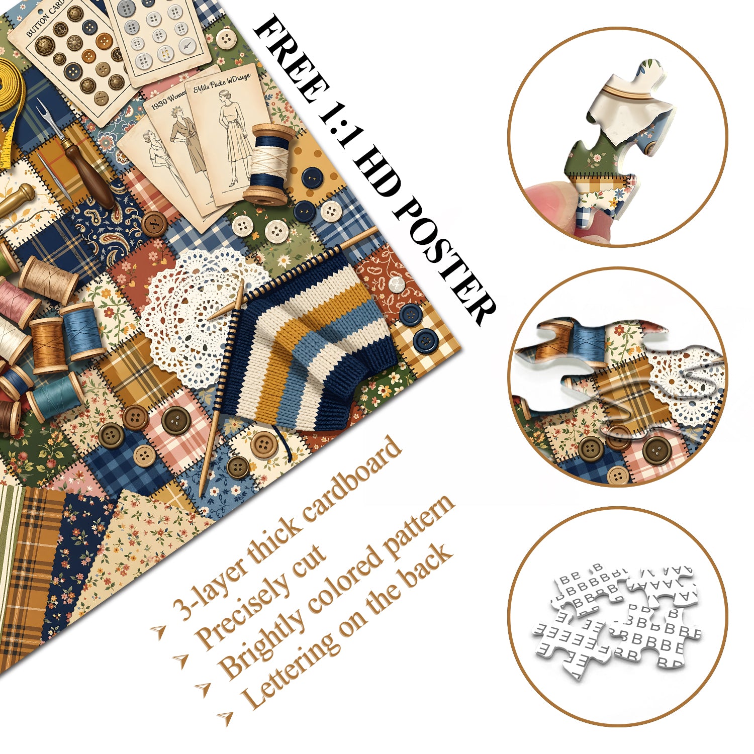 Retro Sewing Craft Jigsaw Puzzle 1000 Pieces