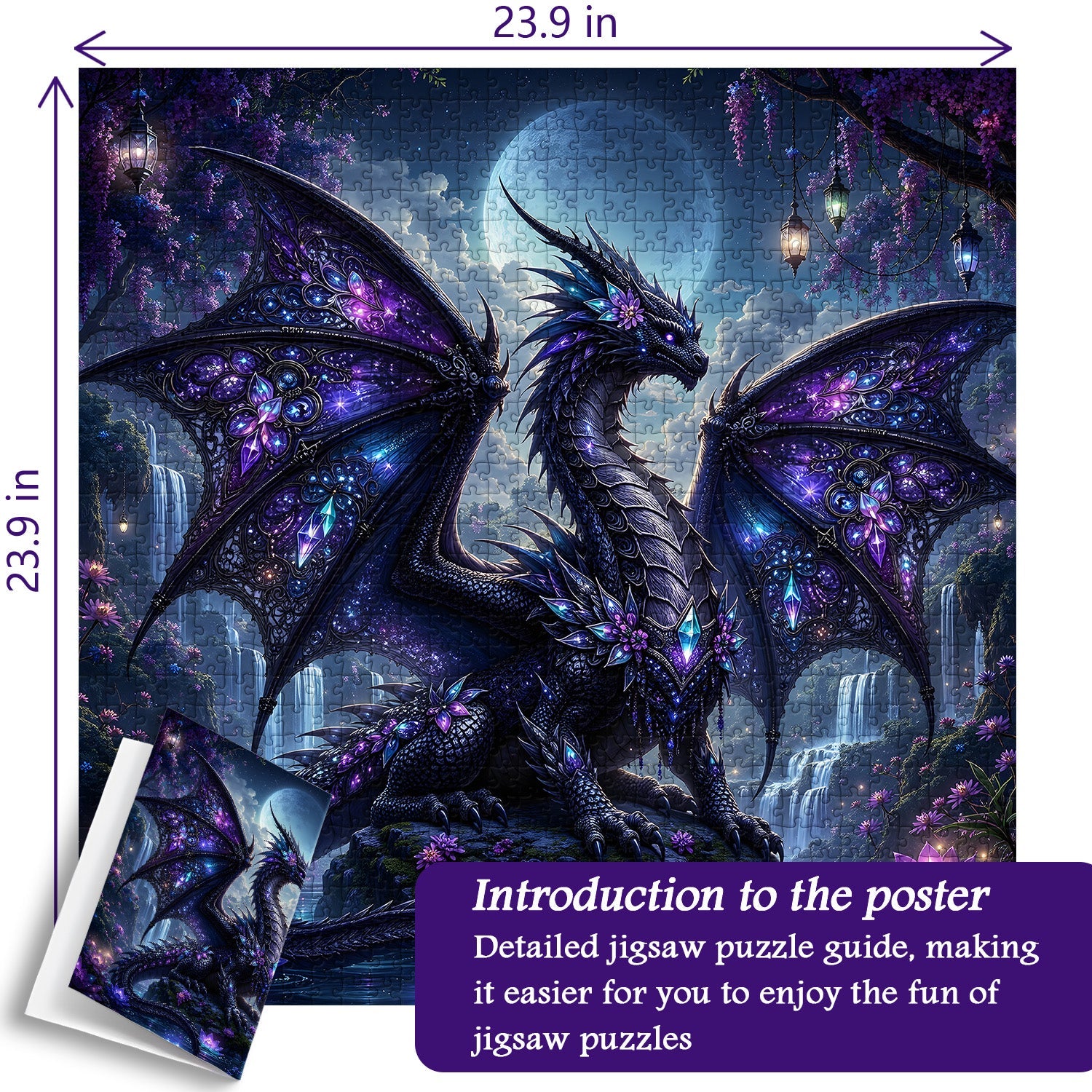 Puzzle Drago Fantasy Viola 1000 Pezzi