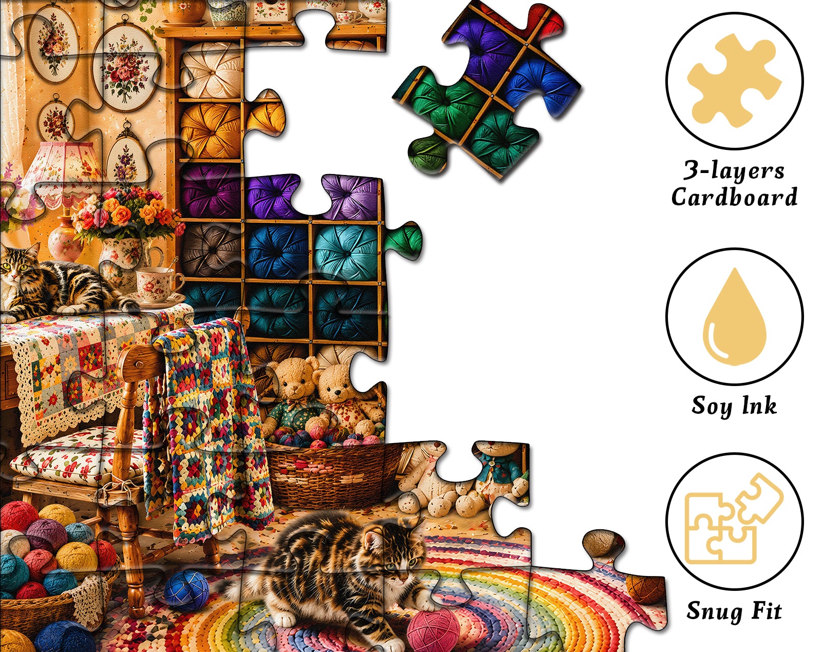 Yarn & Cats Haven Jigsaw Puzzle 1000 Pieces
