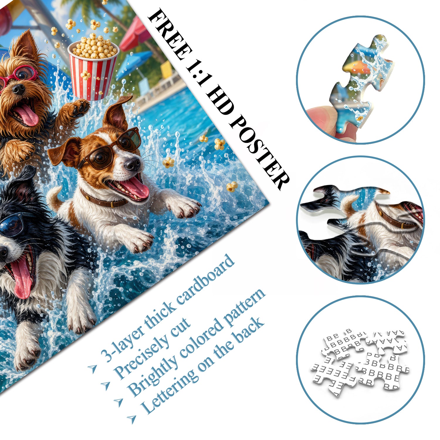 Cute Pet Pool Party Jigsaw Puzzle 1000 Pieces