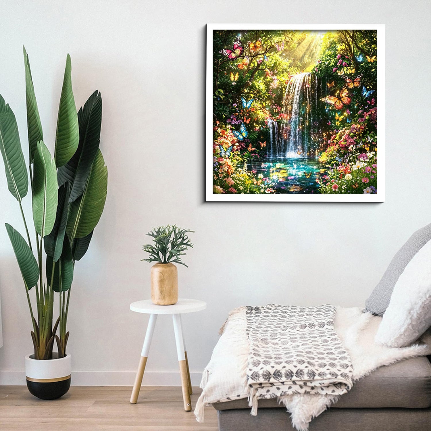 Wasserfall-Schmetterlinge-Garten-Puzzle 1000 Teile