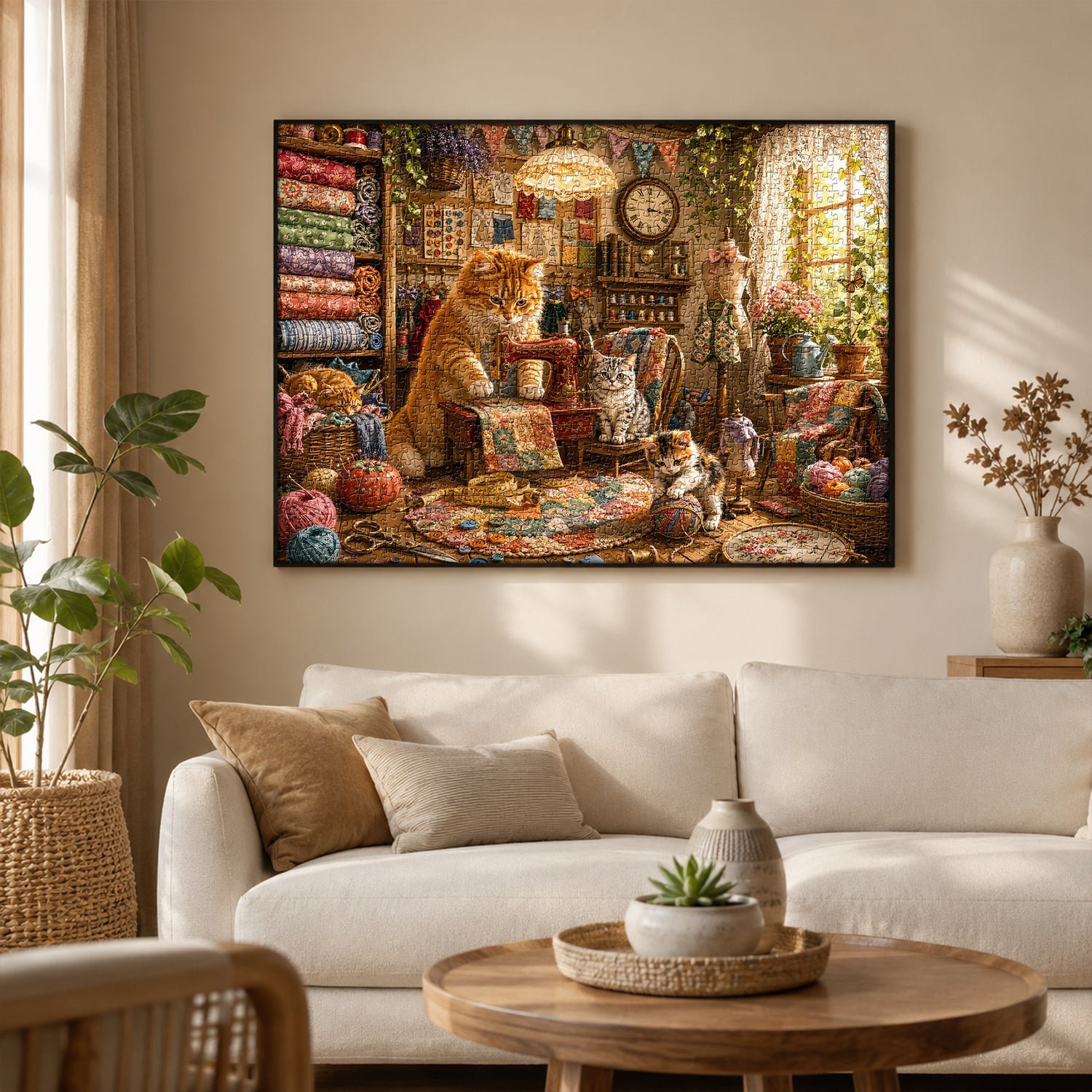 Sewing Cat Cottage Jigsaw Puzzle 1000 Pieces