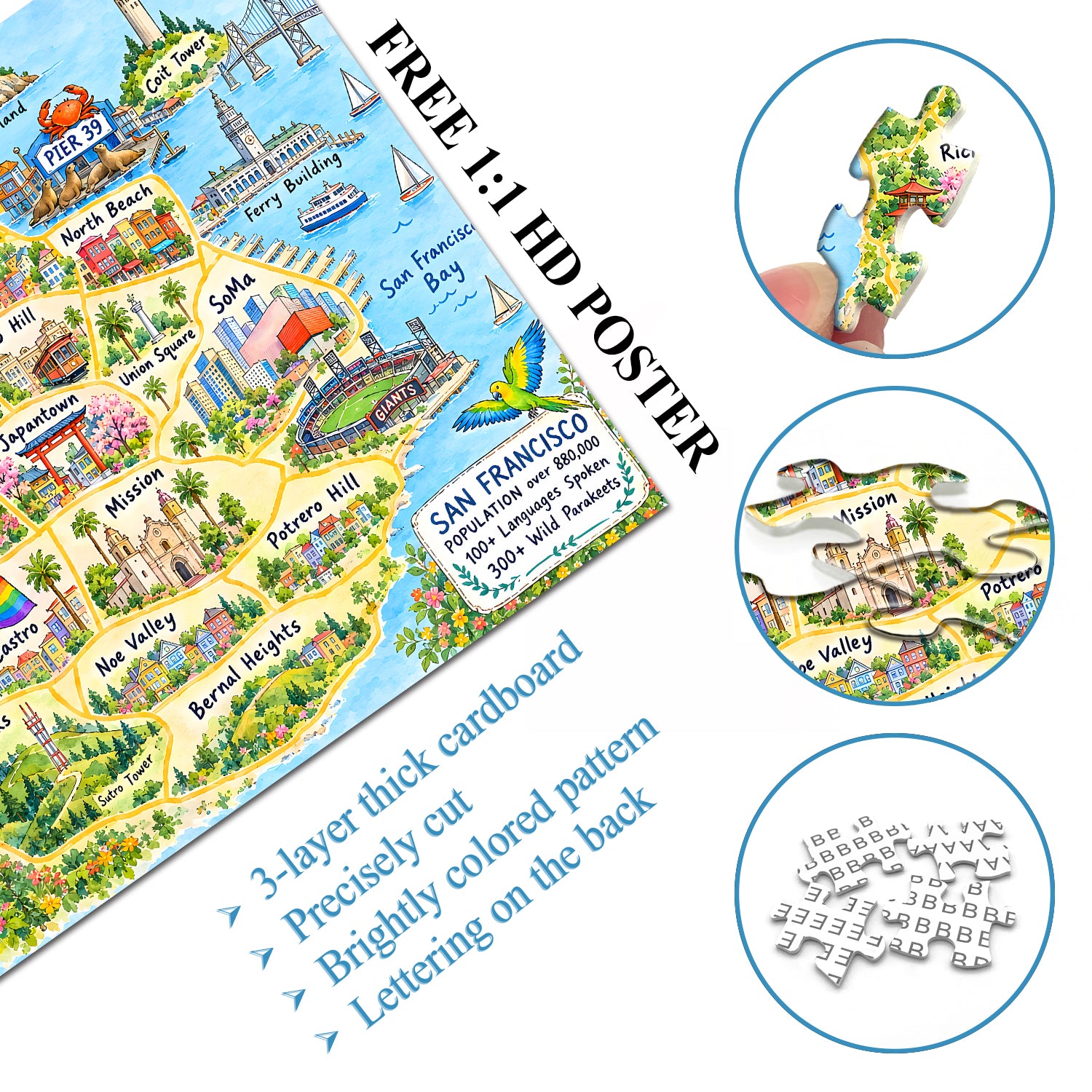 SF Illustrated Map Jigsaw Puzzle 1000 Pieces