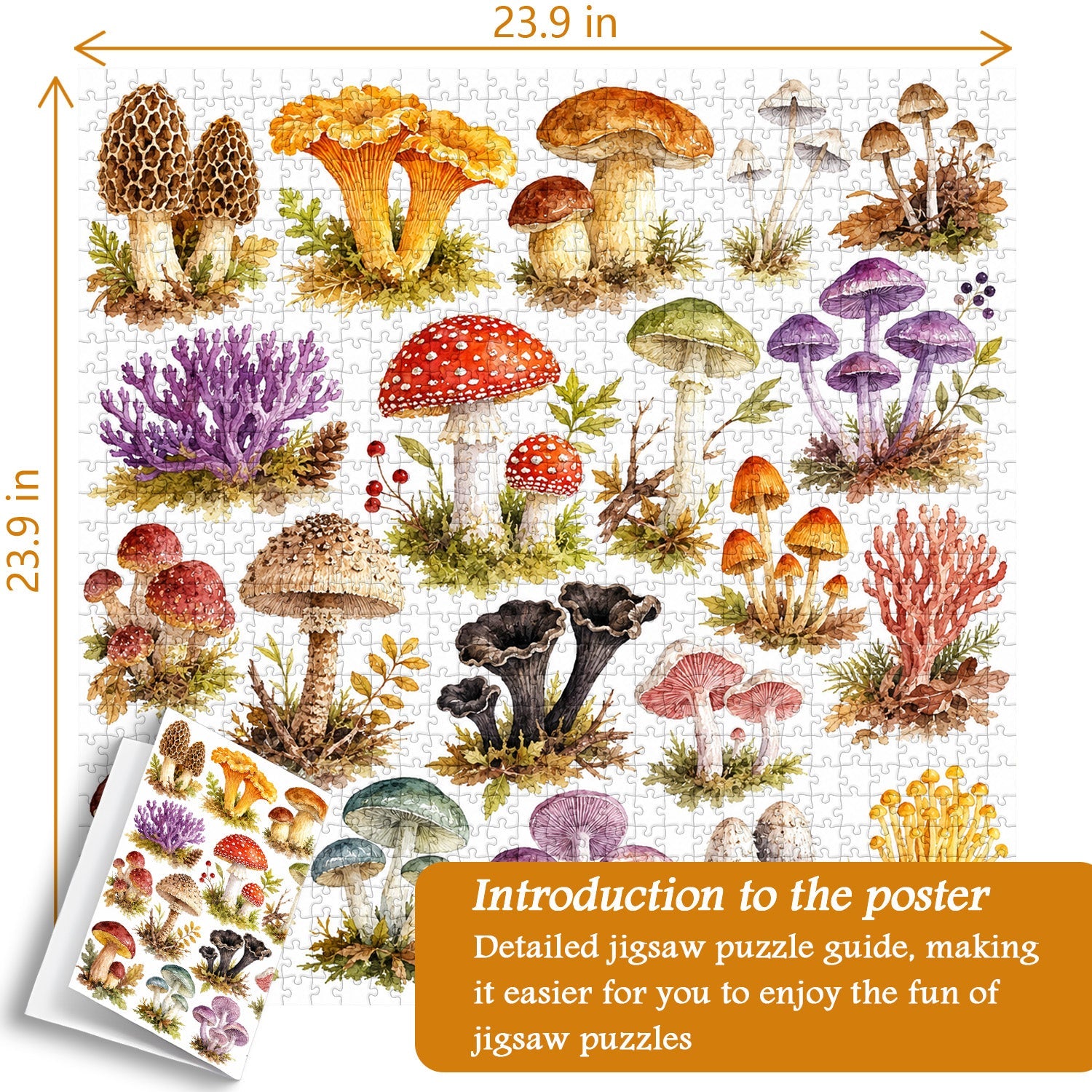Watercolor Mushrooms Jigsaw Puzzle 1000 Pieces
