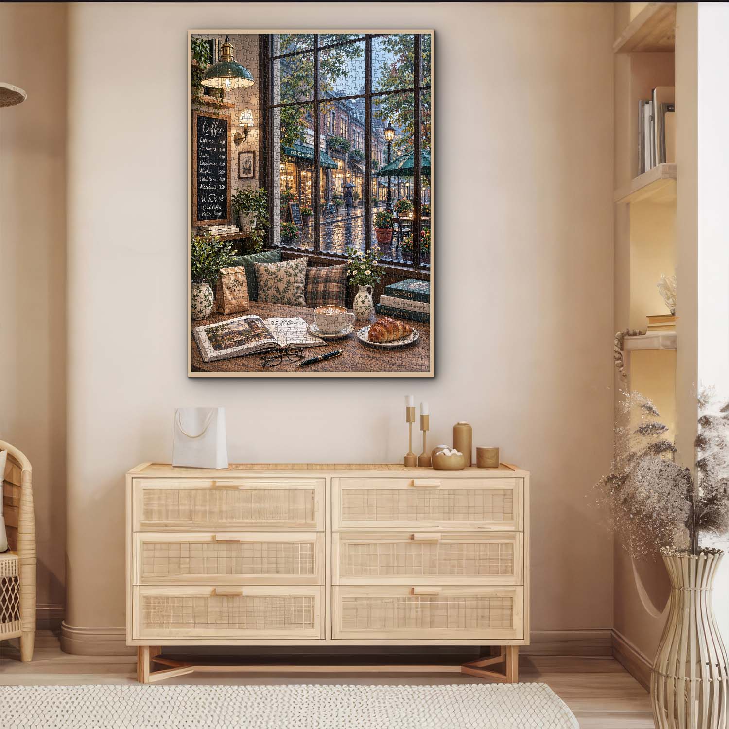 Rainy Lane Café Jigsaw Puzzle 1000 Pieces