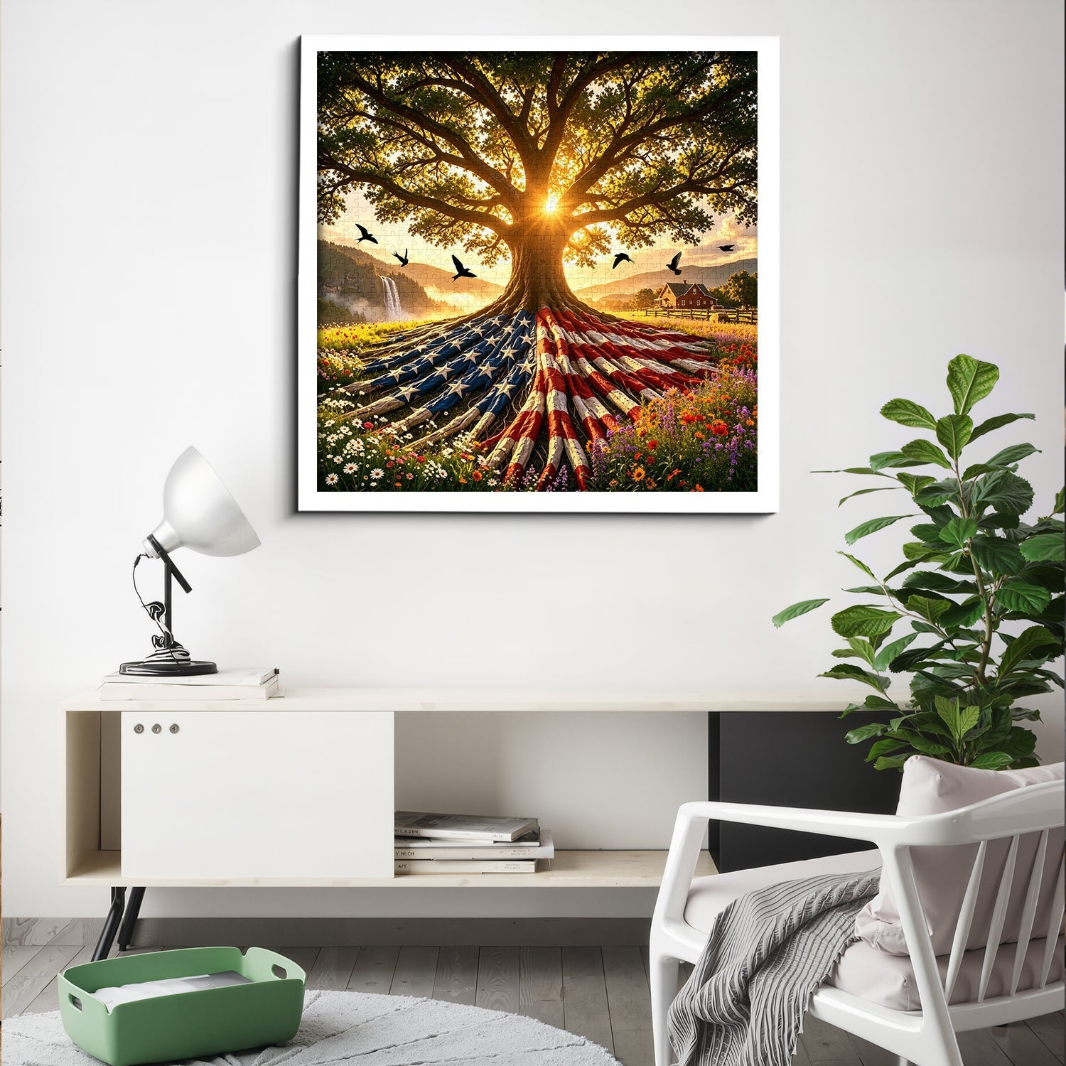 Flag Roots Sunset Oak Jigsaw Puzzle 1000 Pieces