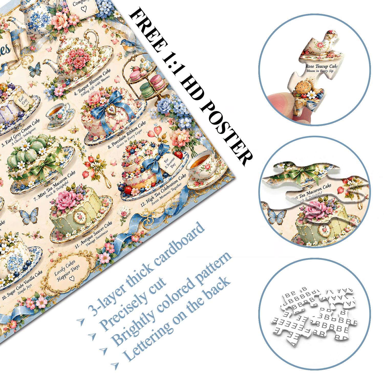Puzzle vintage con torte da tè, 1000 pezzi
