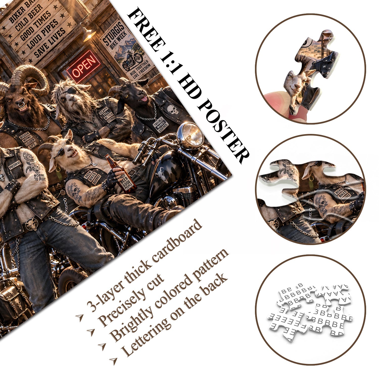Puzzle Gang de Motards de Chèvre Sauvage 1000 Pièces