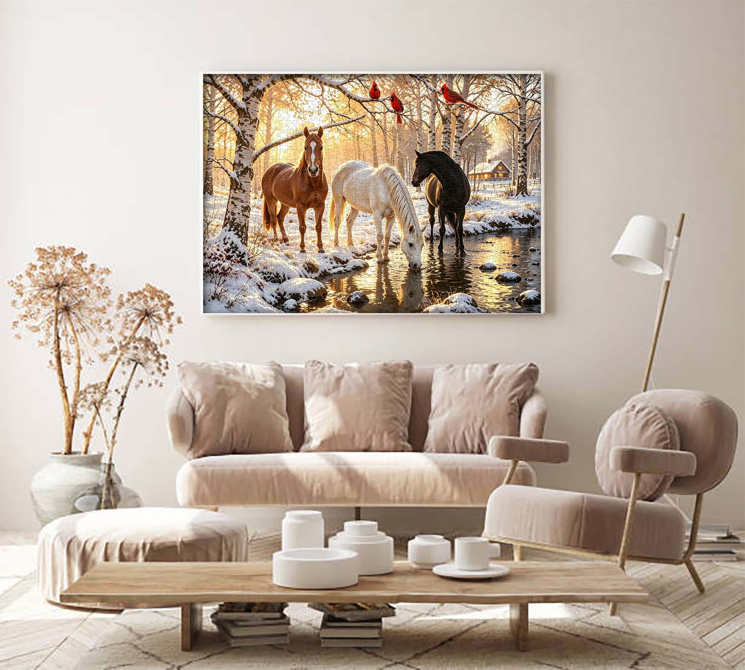 Sunset Winter Steeds Jigsaw Puzzle 1000 Pieces