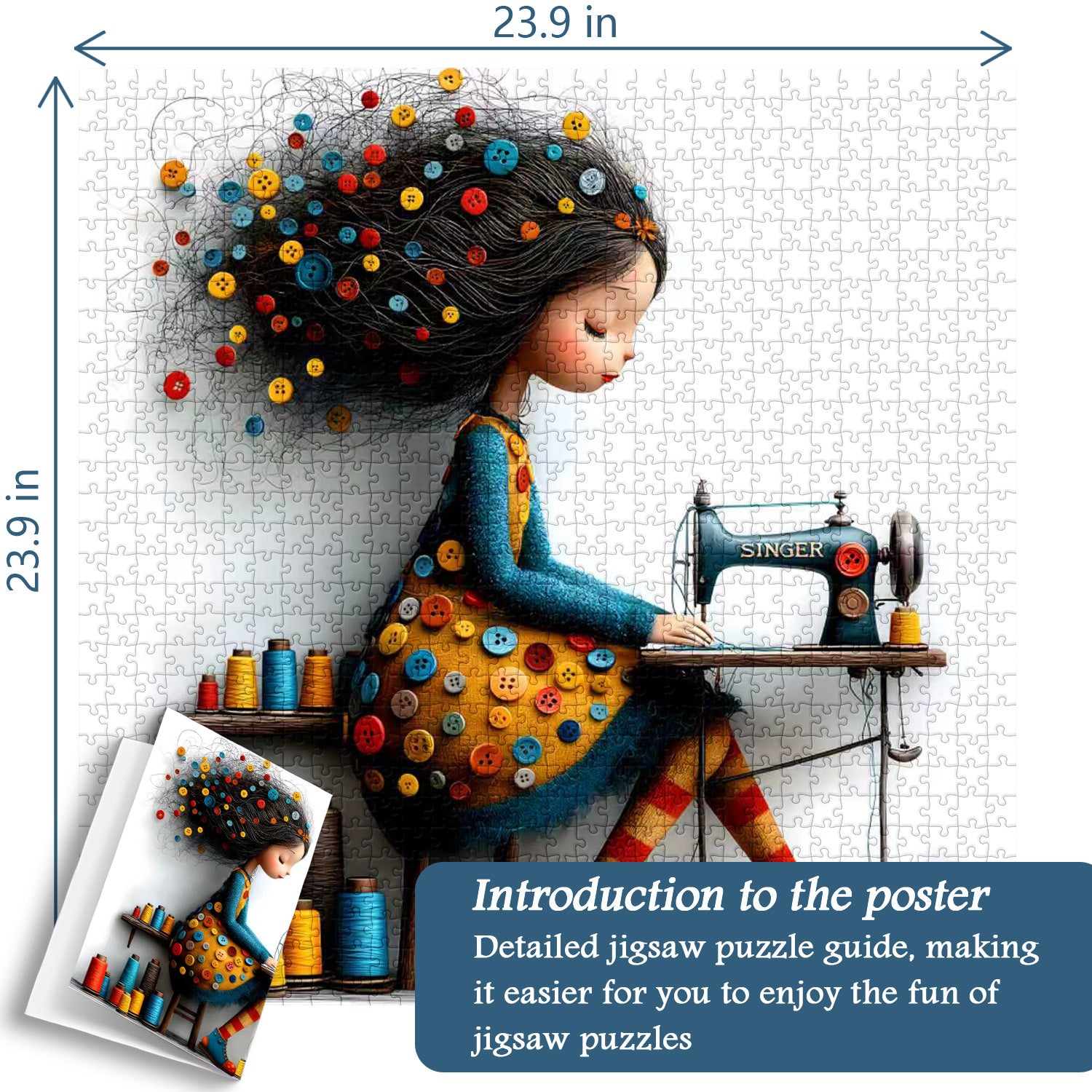 Nähendes Mädchen-Puzzle 1000 Teile