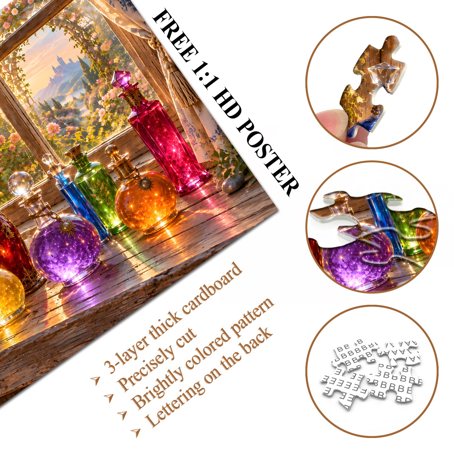 Sunlit Spell Bottles Jigsaw Puzzle 1000 Pieces