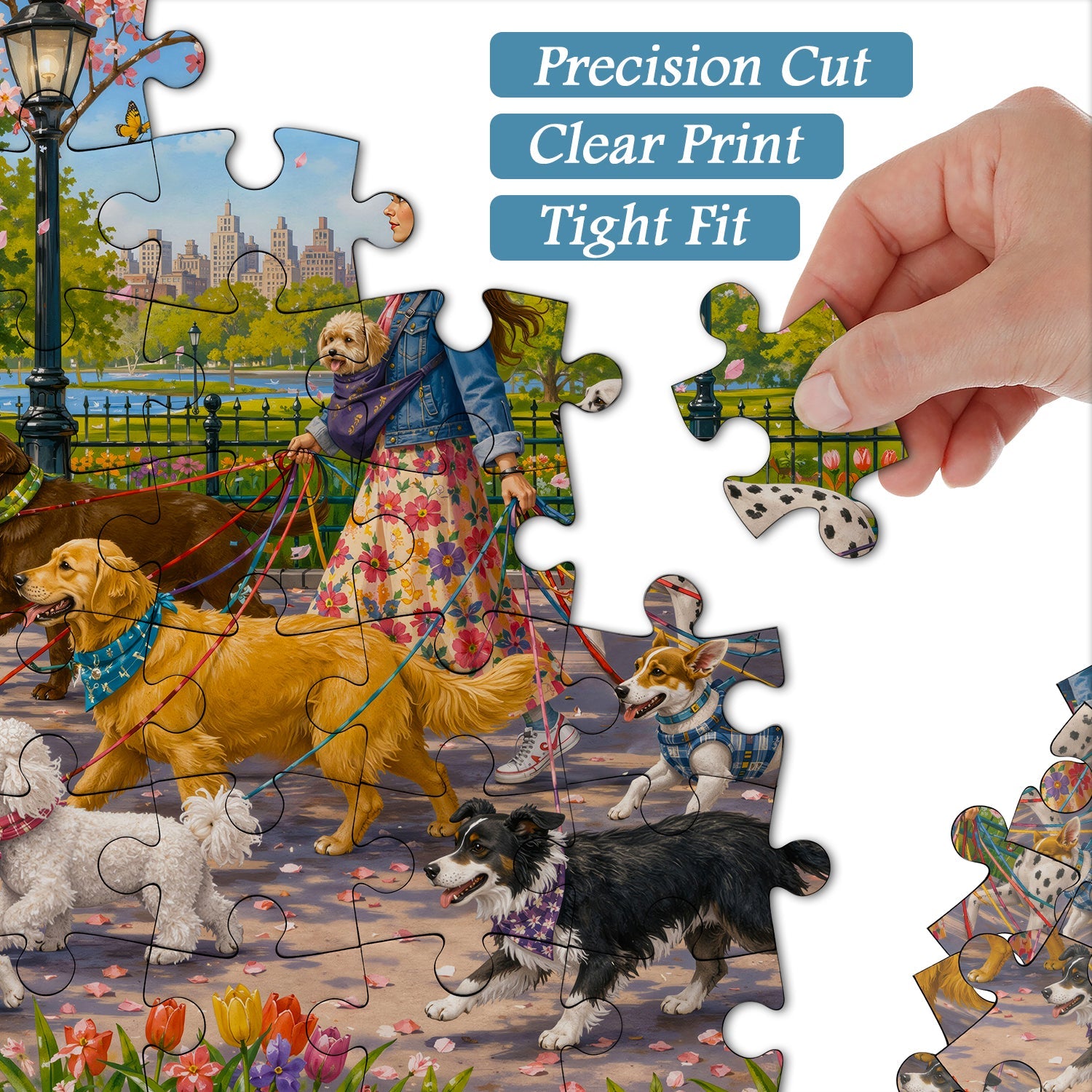 City Floral Pup Stride Jigsaw Puzzle 1000 Pieces